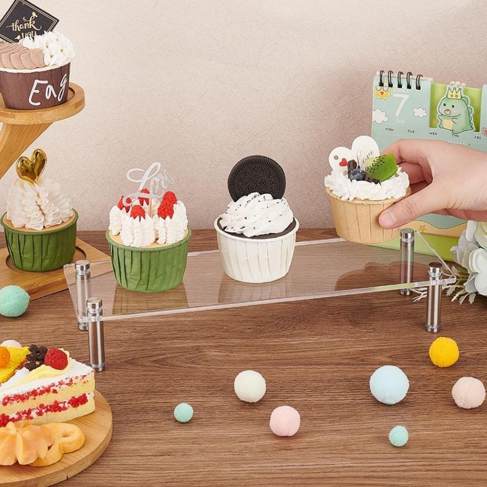 Transparenter Acryl-präsentationsständer Für Cupcakes/figuren/schokoladenkekse Yx057