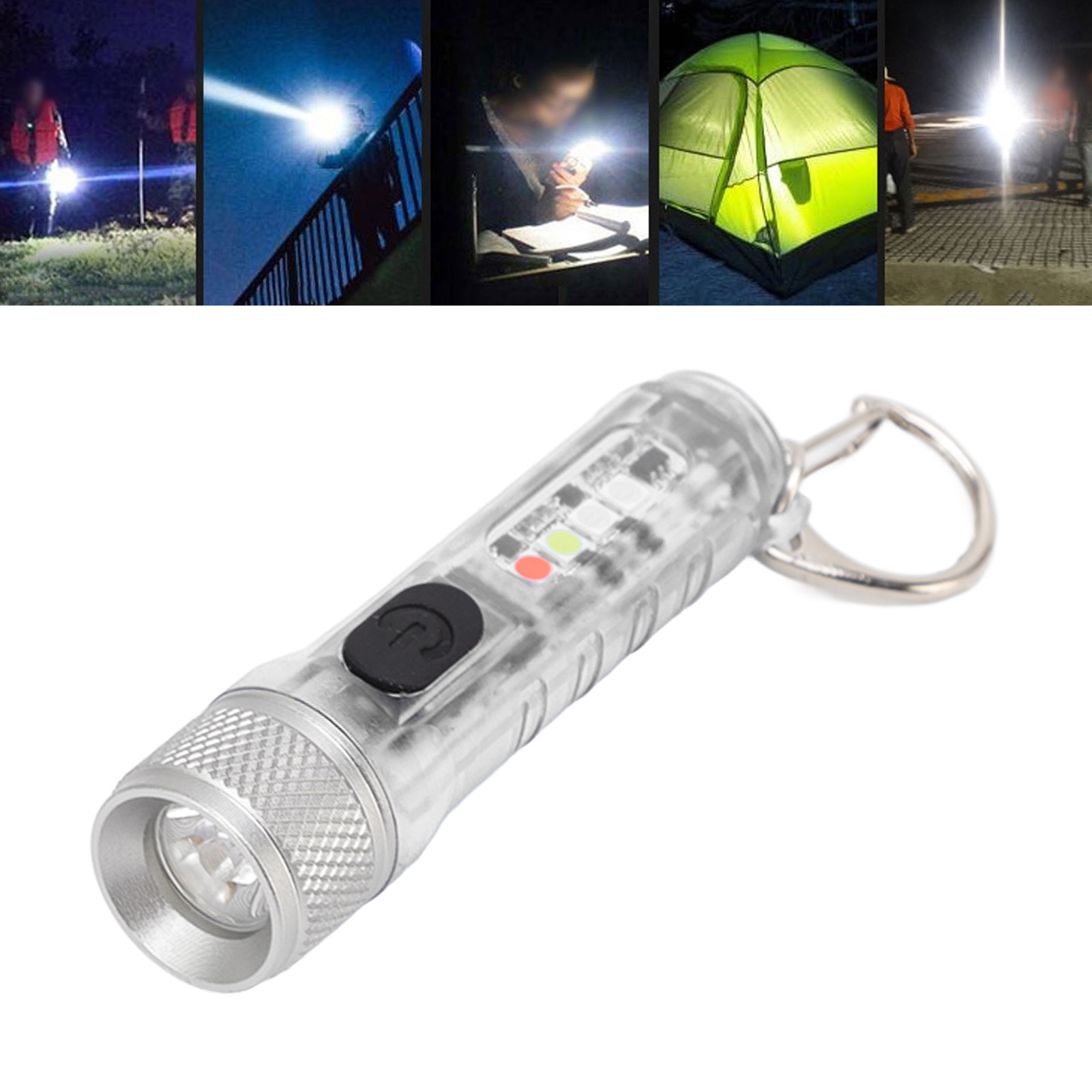 Multifunktionale, Wiederaufladbare Usb-taschenlampe, Hohe Intensität, Ultrahell, Große Reichweite, Mini-tragbare Led-taschenlampe Für Den Außenbereich, Transparent.