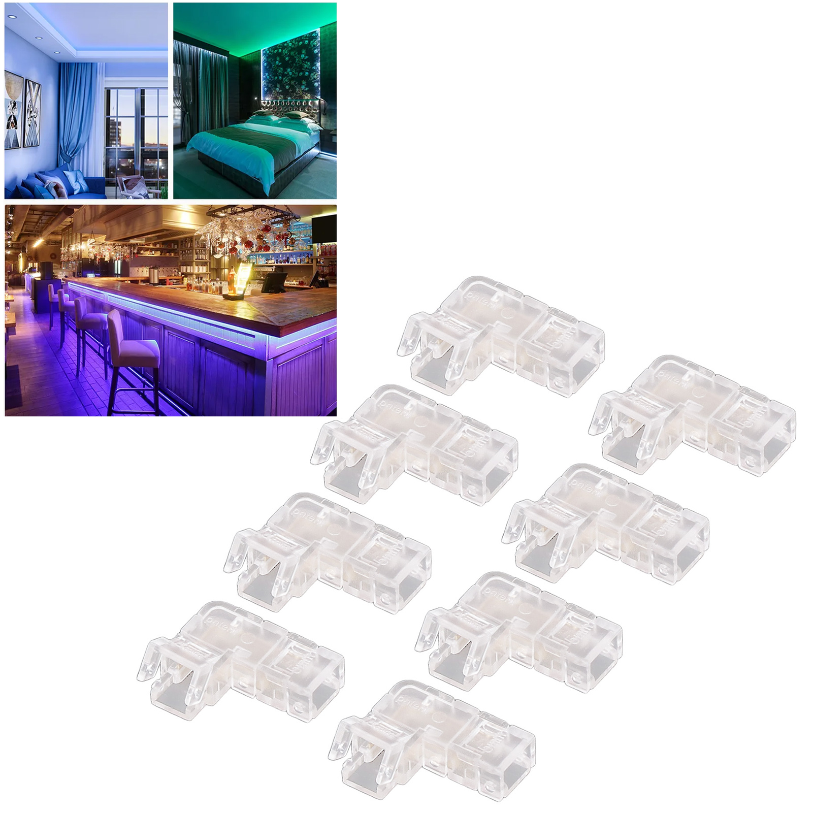 5-mm-l-förmiger Stecker, 2-poliger Monochromer Led-streifenstecker, Lötfreier Anschlussverlängerungsadapter, Lückenloser Transparenter Led-streifenstecker Für Cob-led-lichtstreifen.