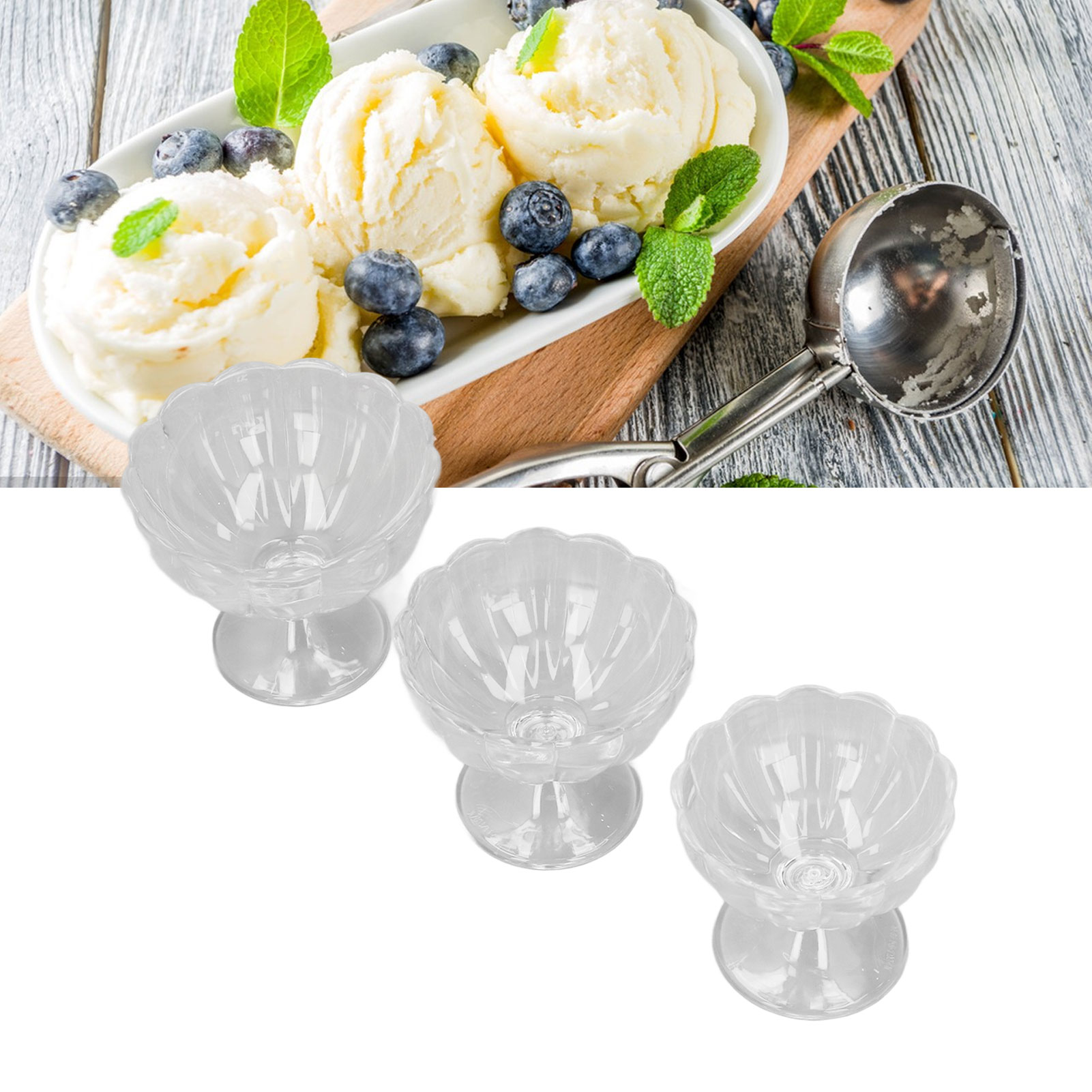 Eisbecher, Snackbecher, Dessertbecher, Gemüse- Und Obstsalatschalen, Stoßfest Und Transparent.