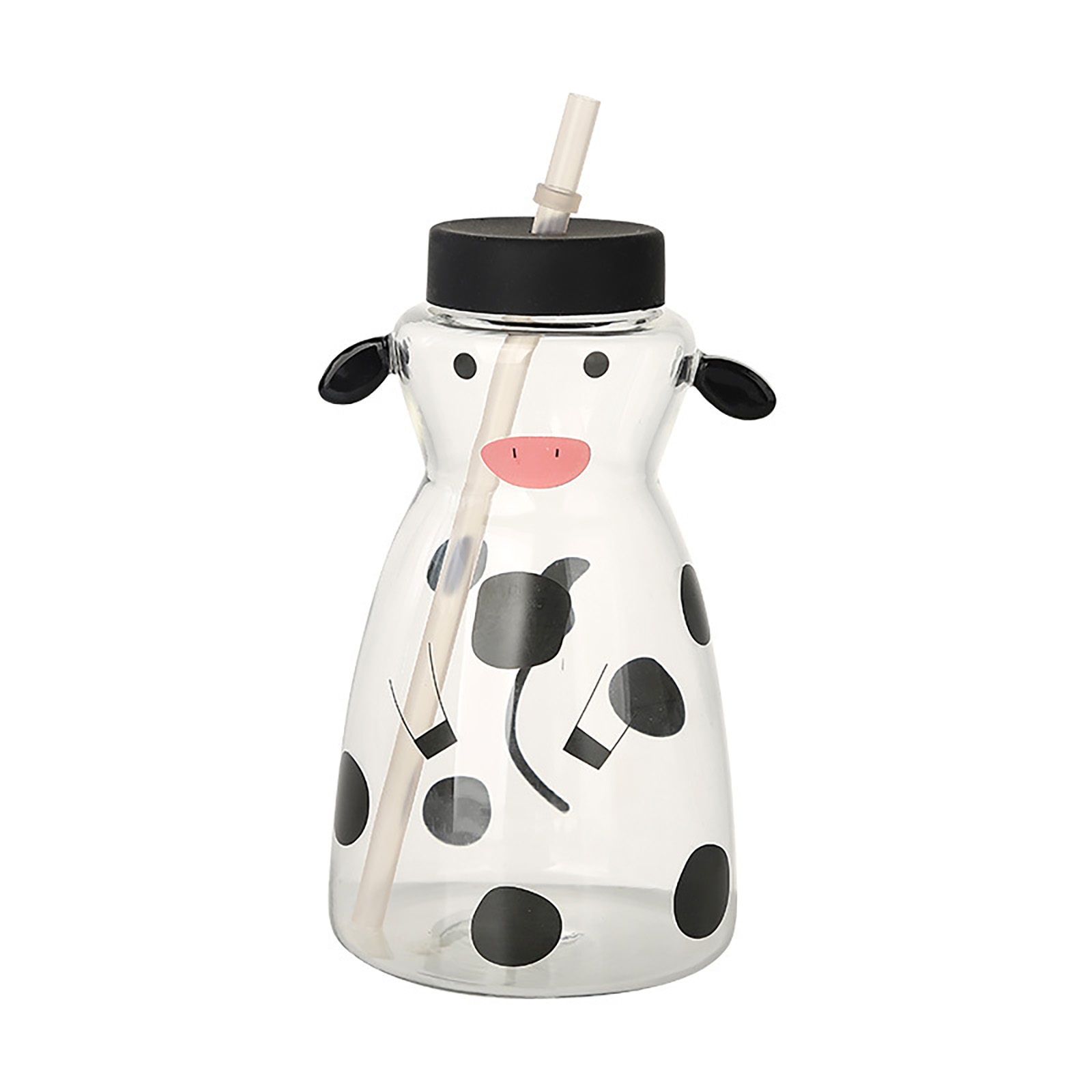Kreativer Glasbecher Mit Strohhalm, 600 Ml