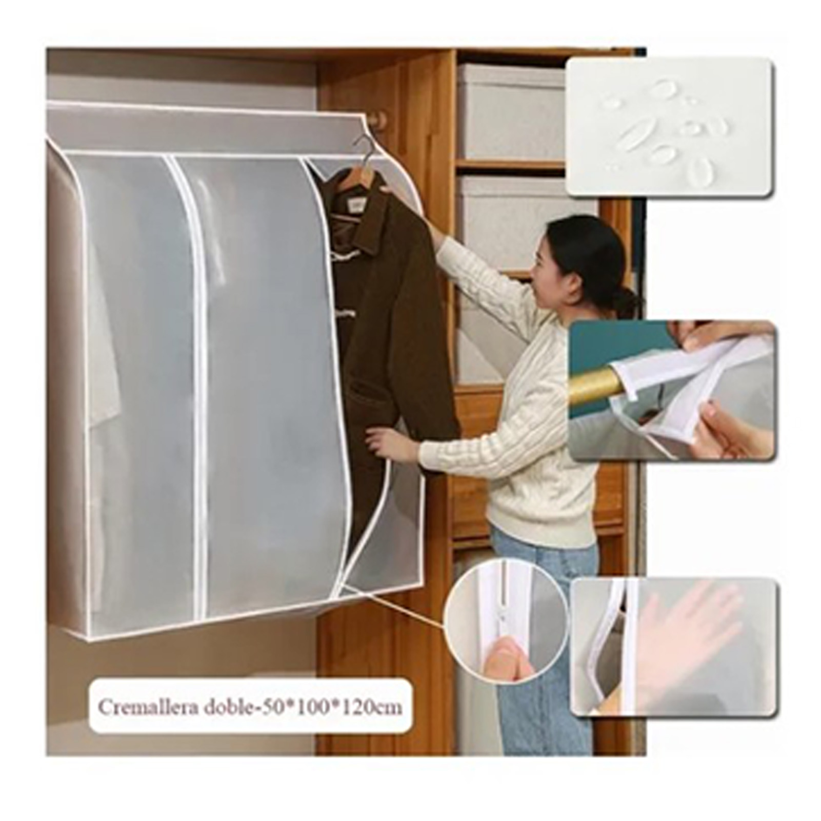 1 Erhabener Und Dreidimensionaler Kleidersack, 50 X 100 X 120 Cm, Transparenter Und Waschbarer Hängesack, Geeignet Für Den Heimgebrauch, Als Schutzhülle Für Mäntel Und Anzüge, Staubbeutel.