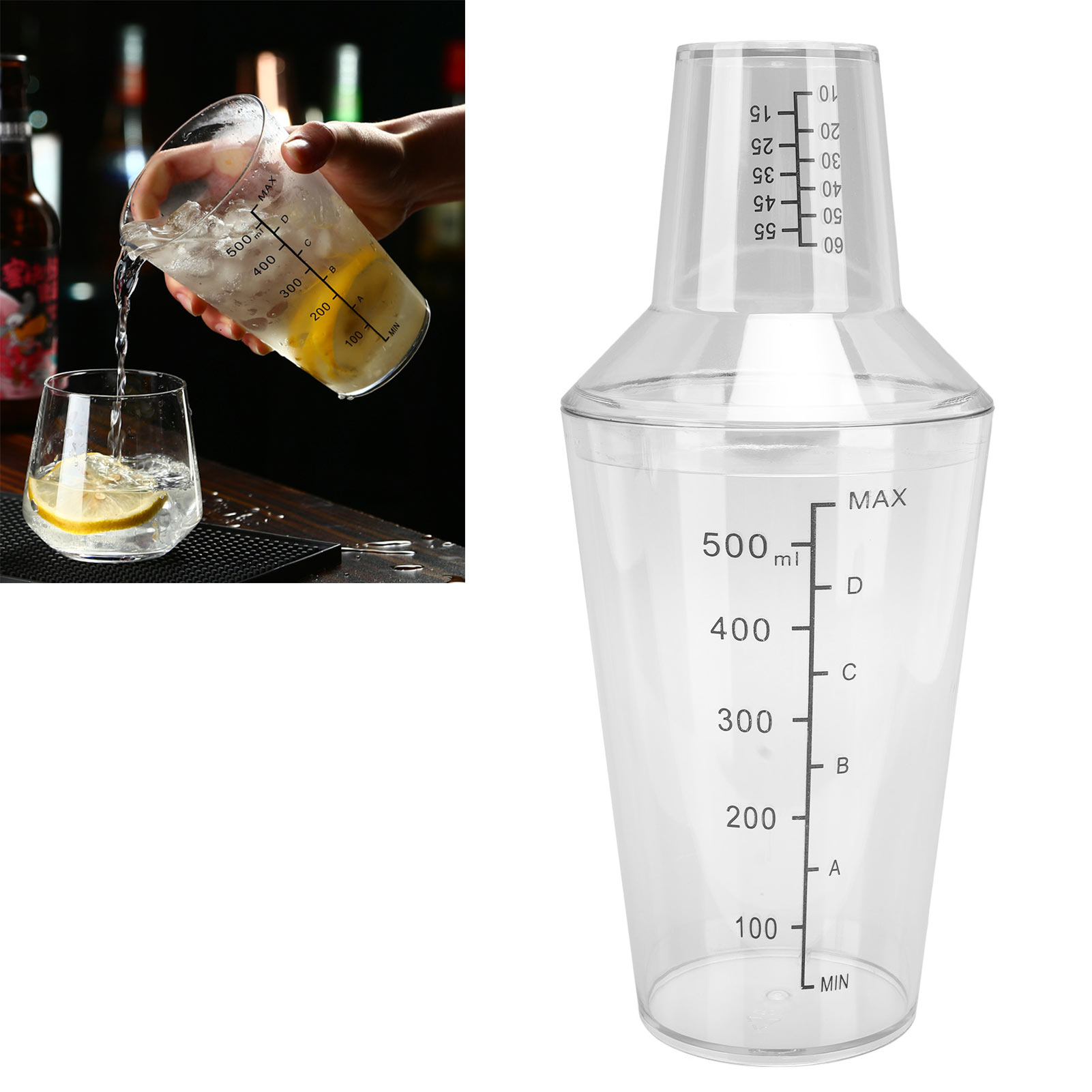 Boston-shaker, Zweistöckiger Shaker, Cocktailshaker, Robust, Mit Messmarkierungen, 500 Ml