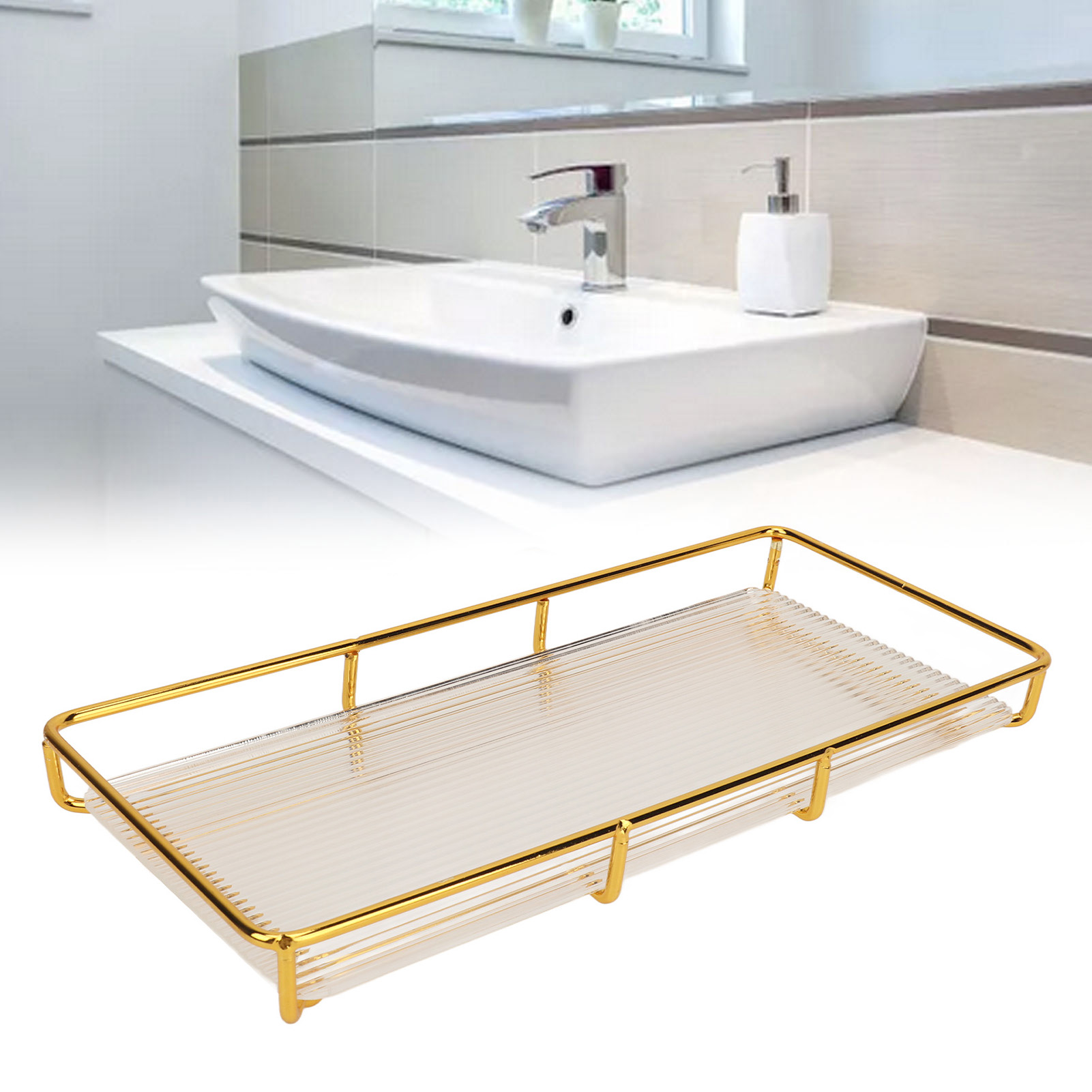 Luxuriöses Badezimmerregal, Ablage Aus Schmiedeeisen Für Waschtisch Und Toilette, Einstöckiges Design In Goldoptik, Kleine Größe