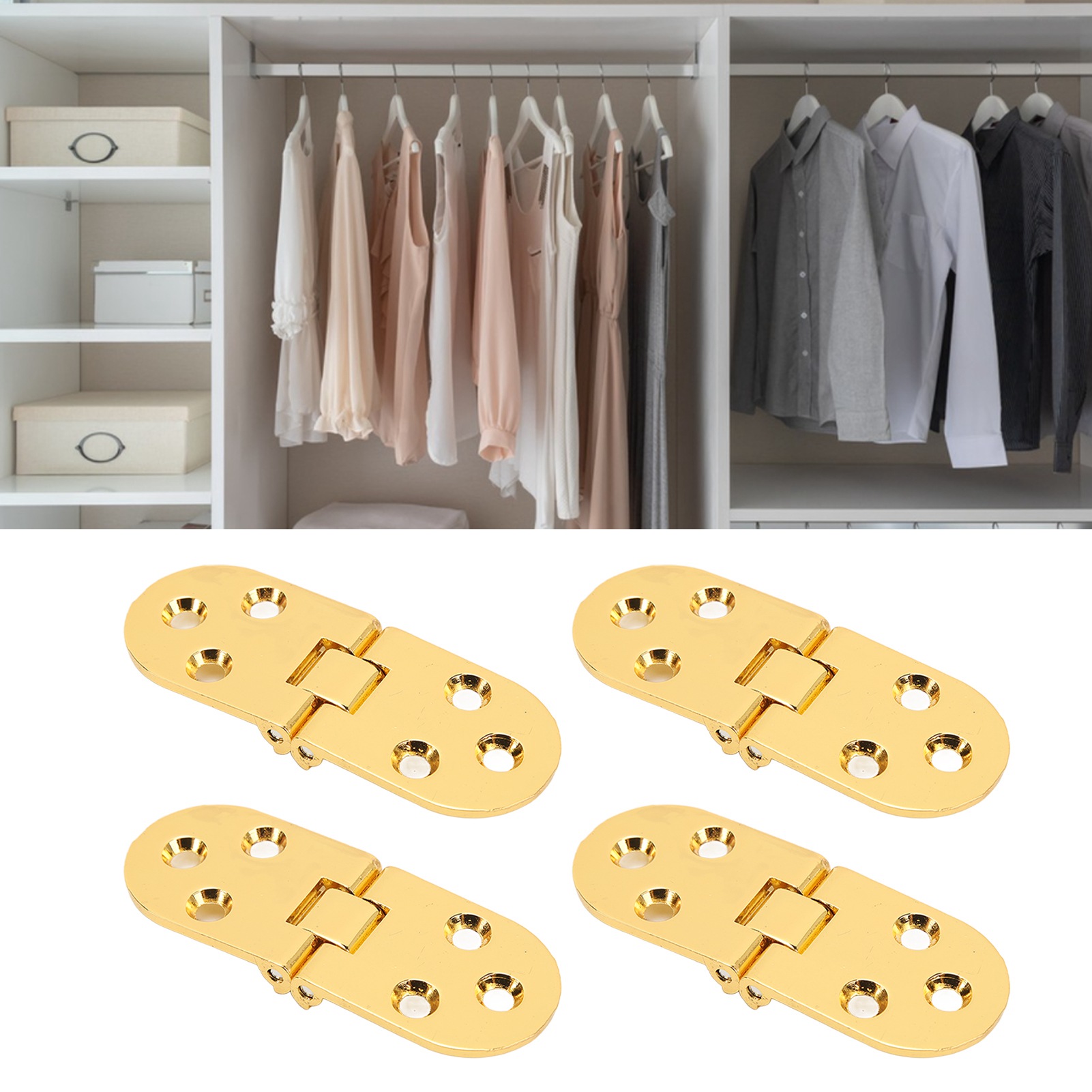Sets Scharniere Aus Glänzend Goldfarbener Zinklegierung, Möbelbeschläge, Glänzend Goldfarben