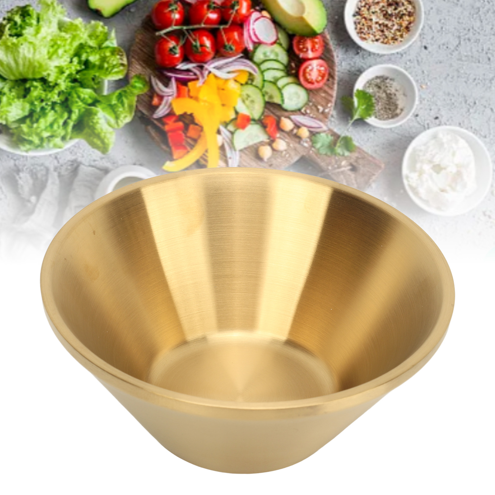 Doppelwandige, Konische Schale Aus Edelstahl 304, Reisschale, Goldene Salatschale, Nudelschale, Schale Für Crushed-ice-salat, 23 Cm, Gold