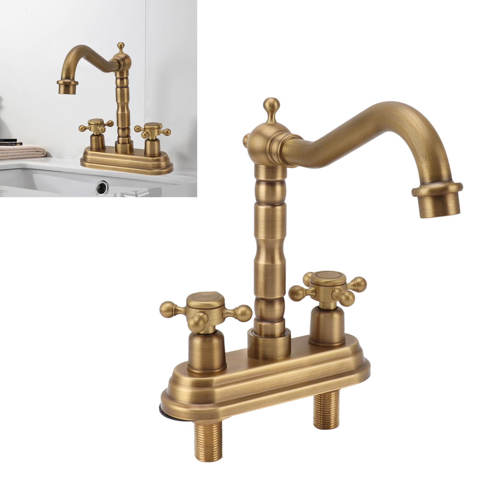 Retro-goldarmatur G1/2, Vollkupfer-warm-/kaltwassermischer, Armatur Im Europäischen Antik-stil Für Waschbecken Und Spülen, Ausführung 2