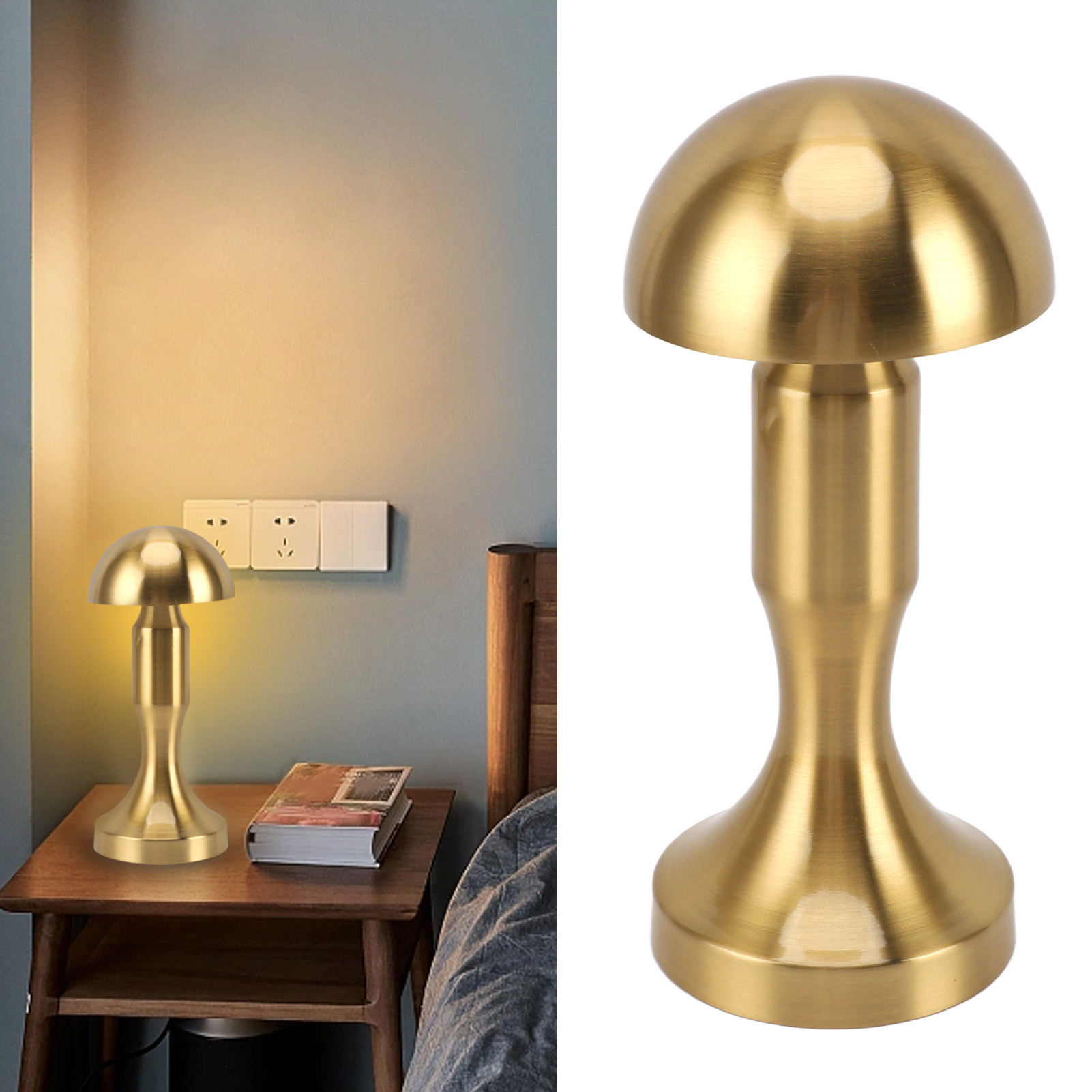 Wiederaufladbare, Kabellose Schreibtischlampe In Pilzform Mit Berührungssensor Und Einstellbarer Helligkeit (3 Farben). Tragbare, Wiederaufladbare Nachttischlampe Im Industrie-look, Ideal Für Bars, Re