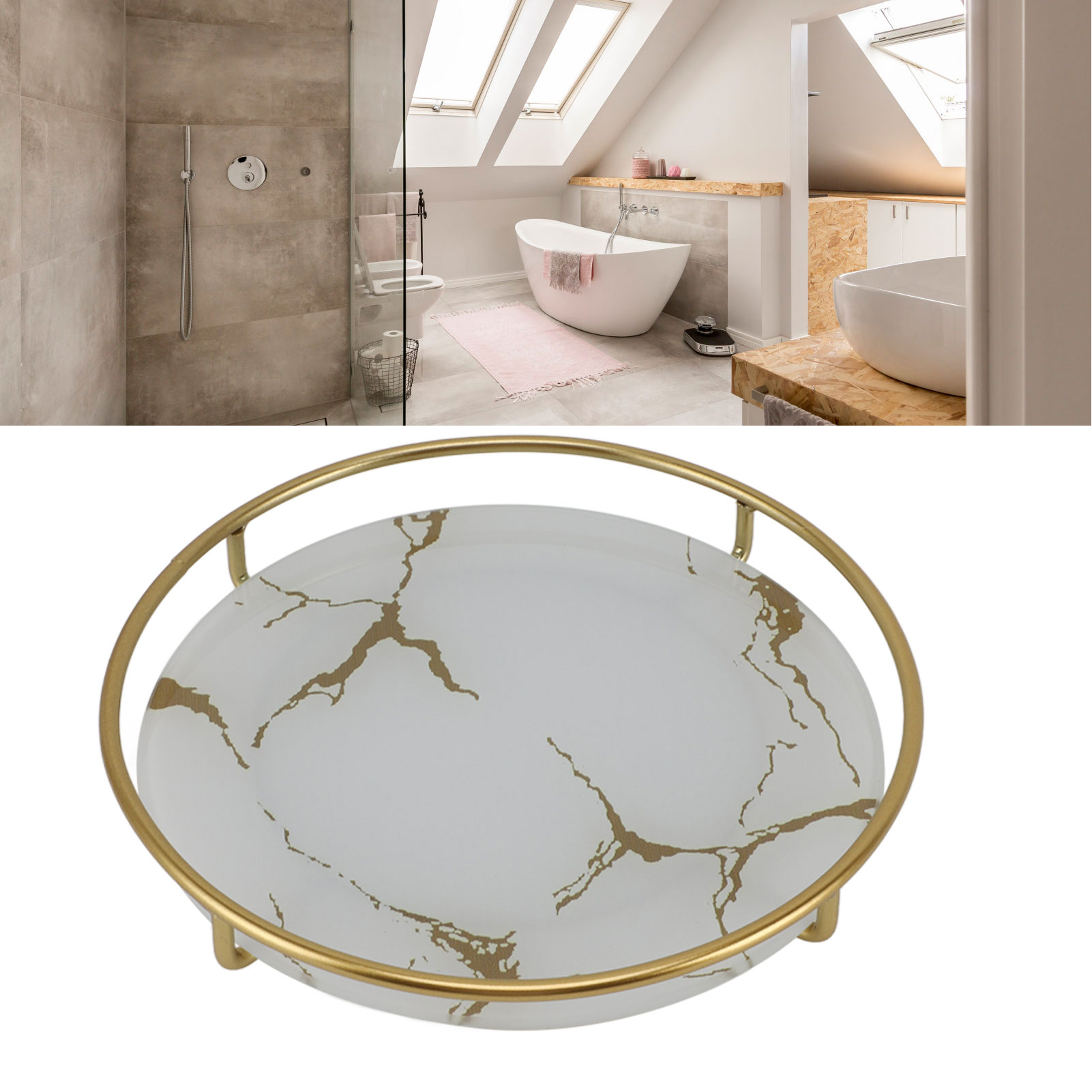 Rundes Badezimmerregal Mit Goldmuster