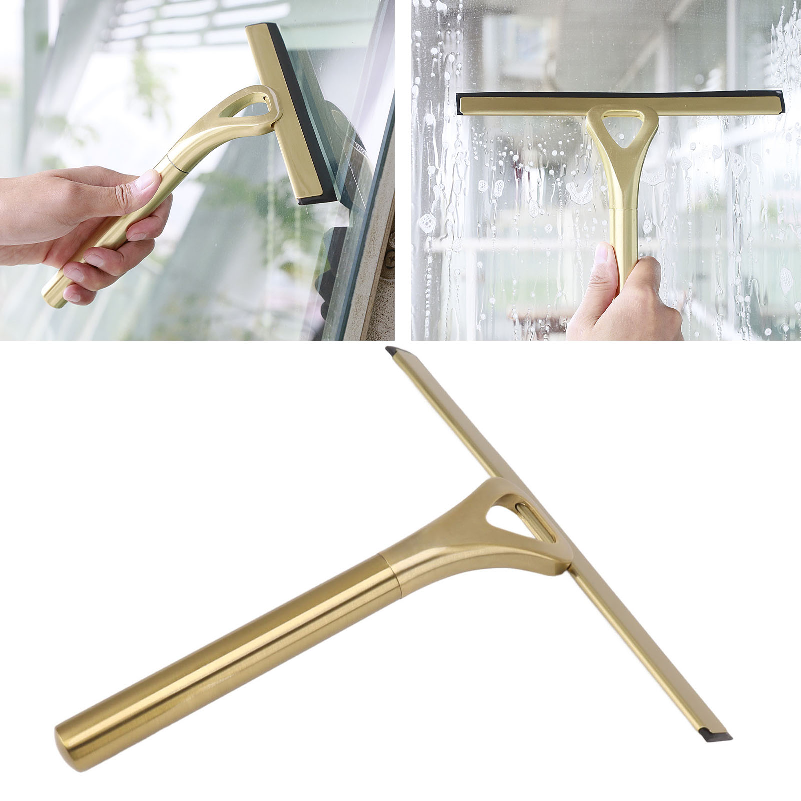 Goldener Fensterreiniger Für Badezimmer Und Toiletten, Ein Großartiges Werkzeug Zum Reinigen Und Abwischen Von Fenstern Im Haus.
