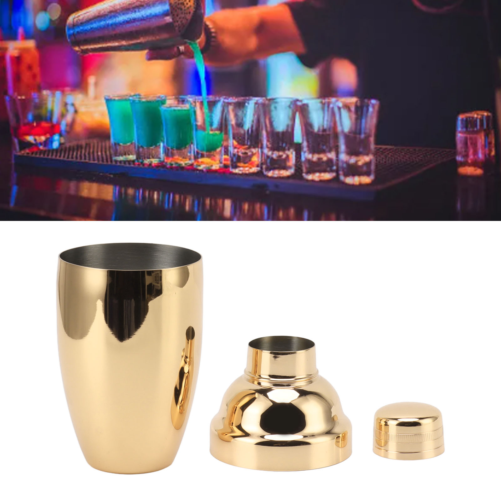 Französischer Shaker Aus Edelstahl 304, Zweigeteilt, Vergoldet