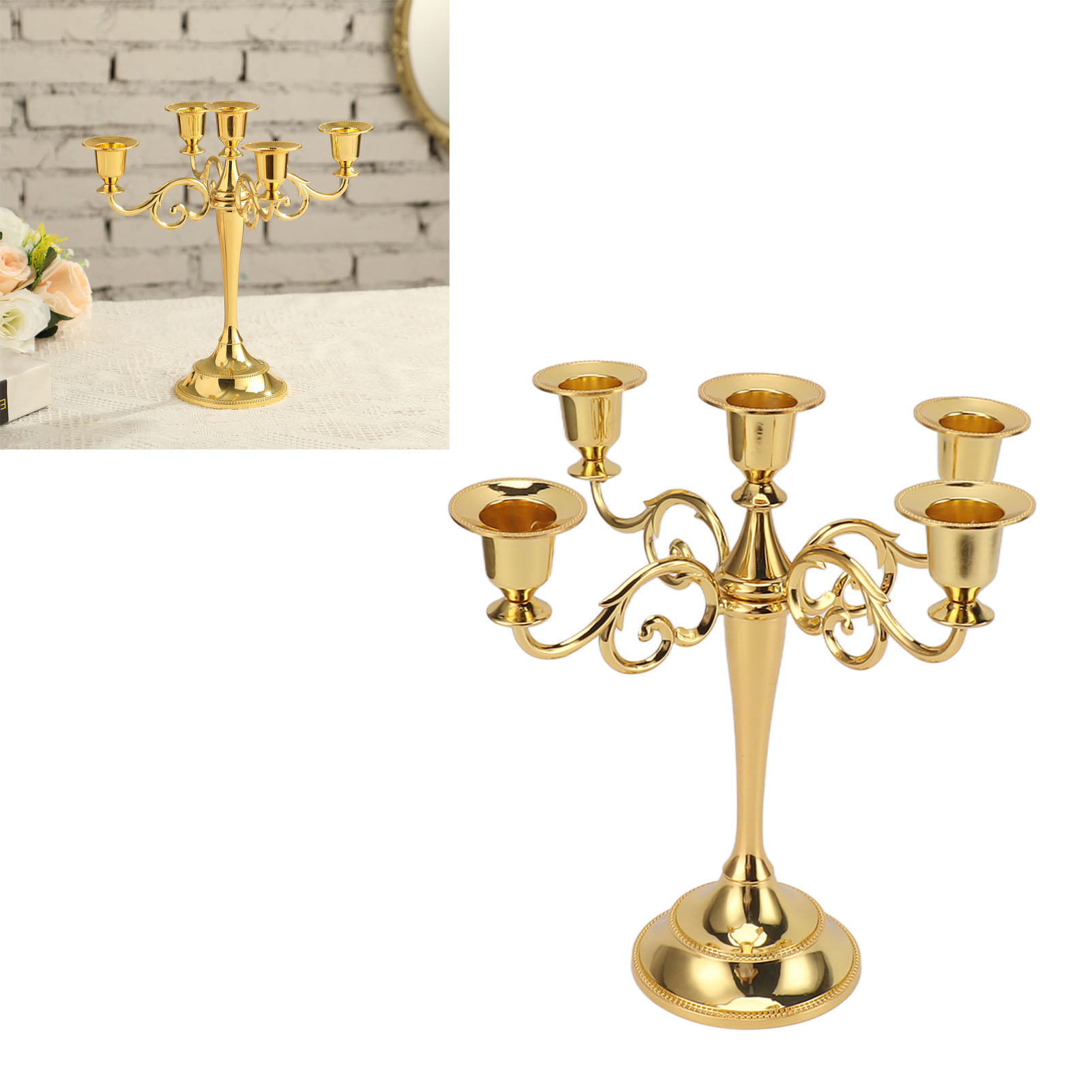 Retro-amerikanischer Fünfköpfiger Kronleuchter Aus Schmiedeeisen, Tischdekoration, Fotorequisite, Gold.