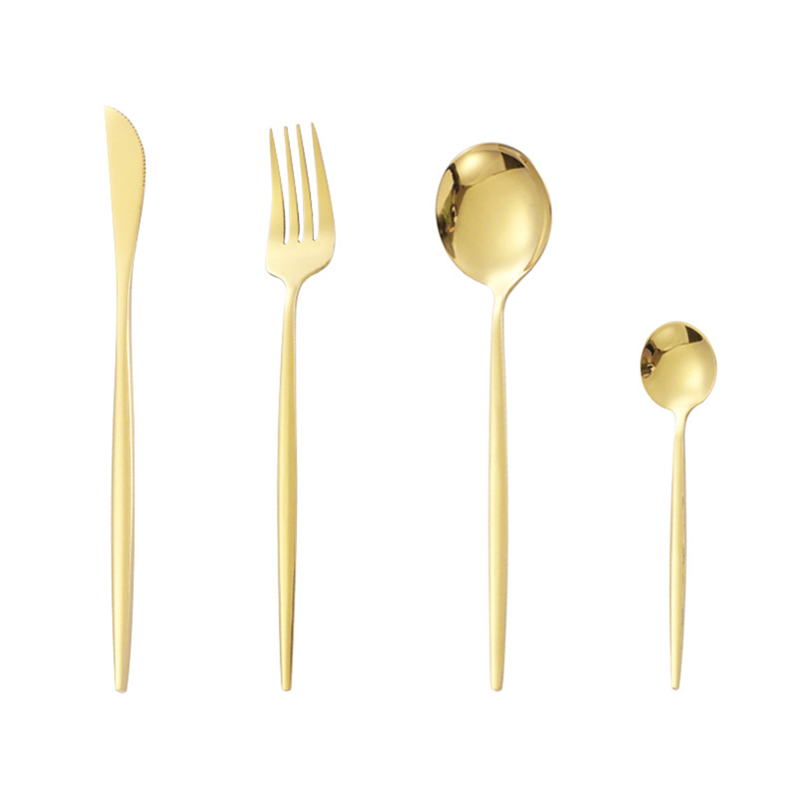 Geschenkset Mit 12 Feinen Und Glänzenden Portugiesischen Edelstahl-besteckteilen, Bestehend Aus Messer, Gabel Und Löffel Aus Edelstahl 410, Sowie Einem 4-teiligen Vergoldeten Set 3