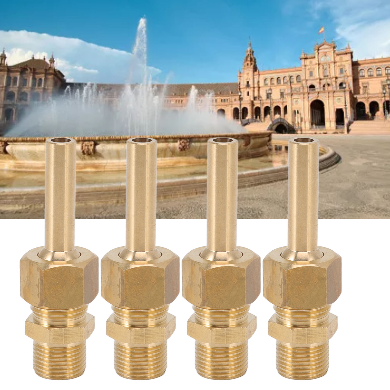 Set Mit 4 Einzelstrahl-sprinklerköpfen Mit Außengewinde, Komplett Aus Kupfer Gefertigt, Sechseckiger Direktstrahlkopf, Cc-springbrunnendüse, 3-punkt G3/8