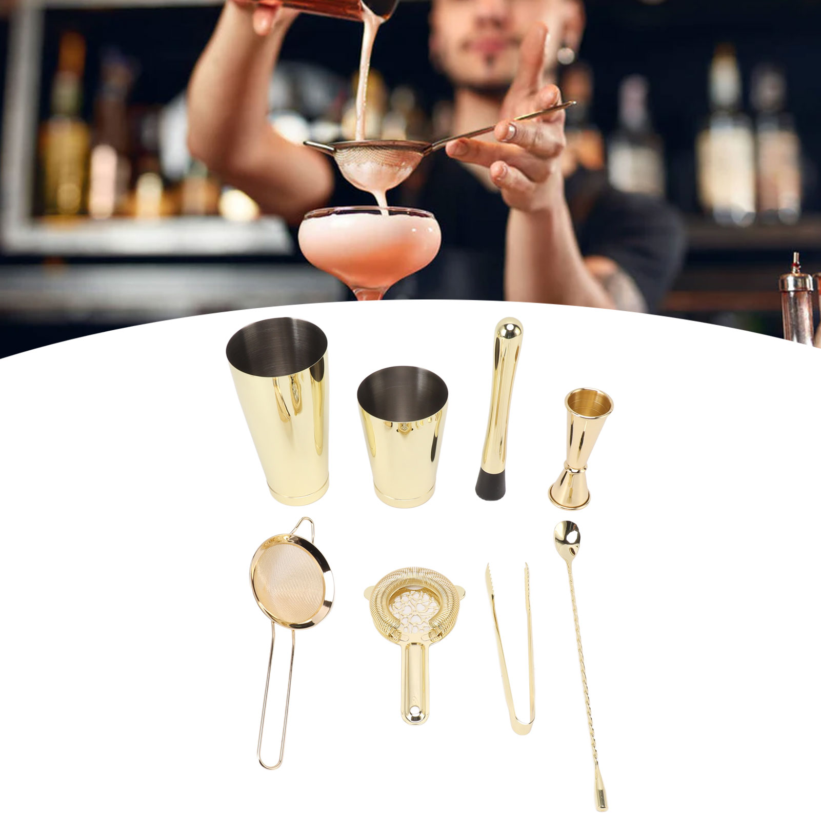 Cocktailmixer Aus Edelstahl, Boston-shaker, Hall-gläserset, Bar B