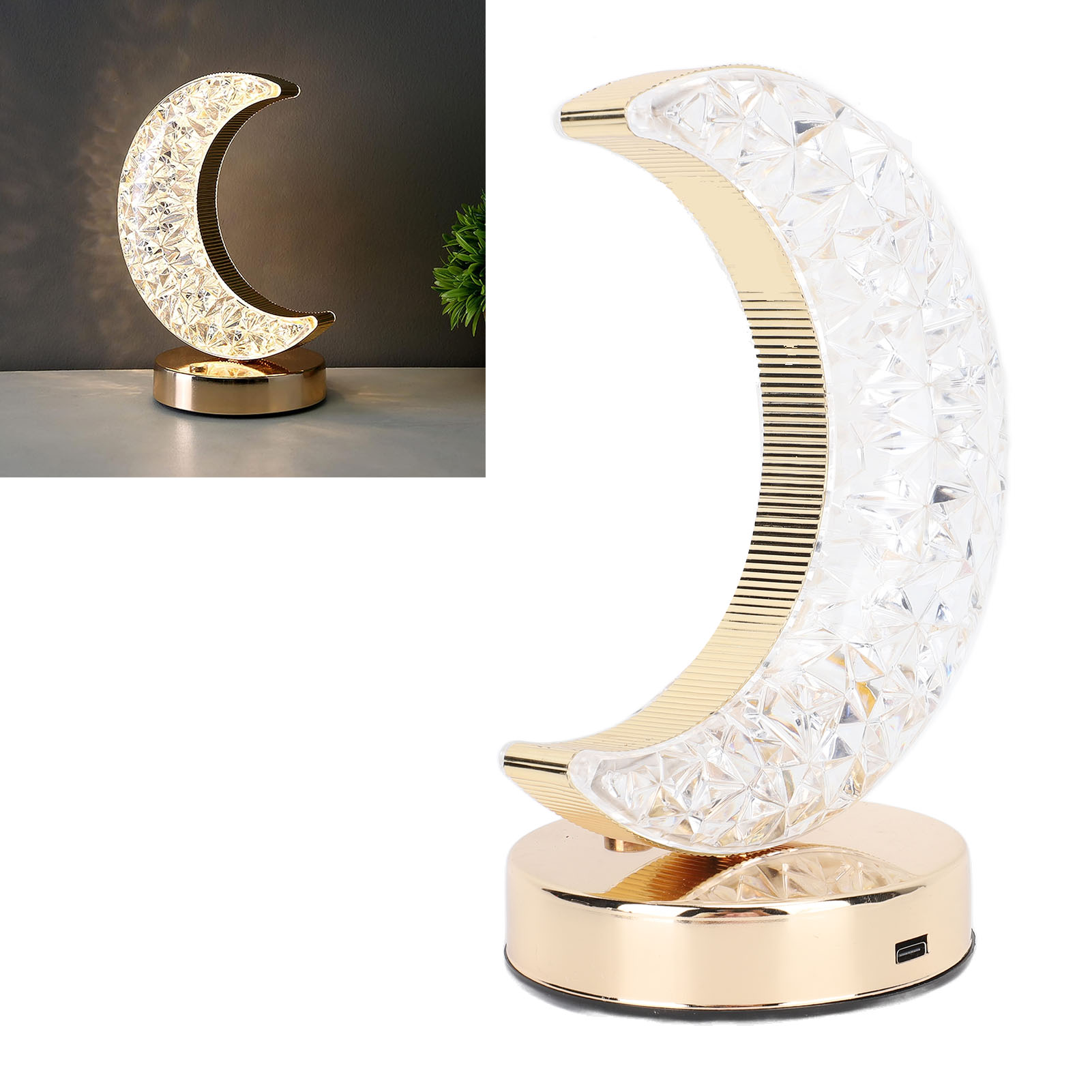 Wiederaufladbare, Kabellose Nachttischlampe Mit Touch-funktion, Stufenlos Einstellbarer Helligkeit, 3 Farbmodi, Nachtlicht Fürs Kinderzimmer, Kristall-tischlampe
