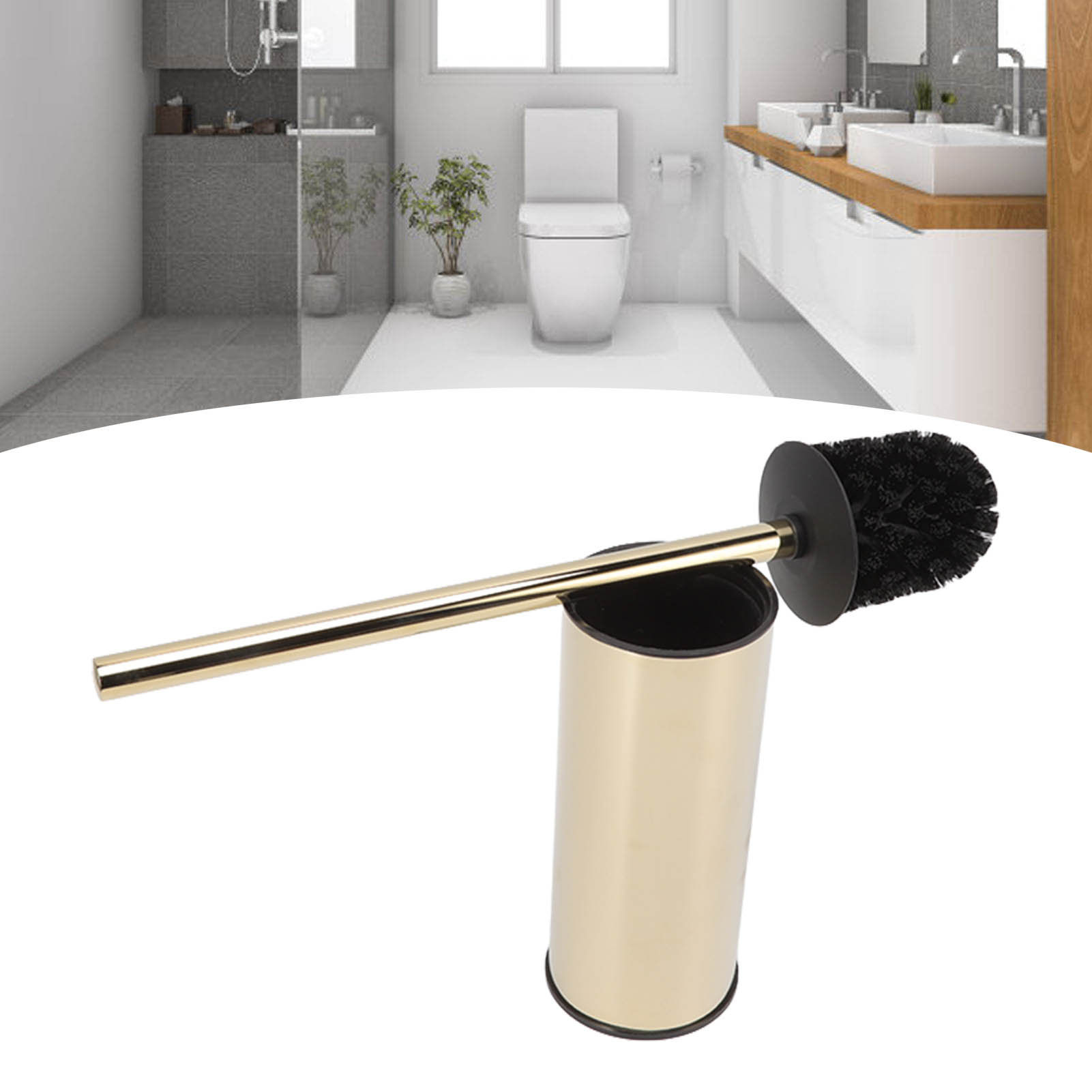 Freistehender Toilettenbürstenhalter Aus Edelstahl, Set Mit Reinigungsbürsten Für Haushaltstoiletten, Hohes Modell.