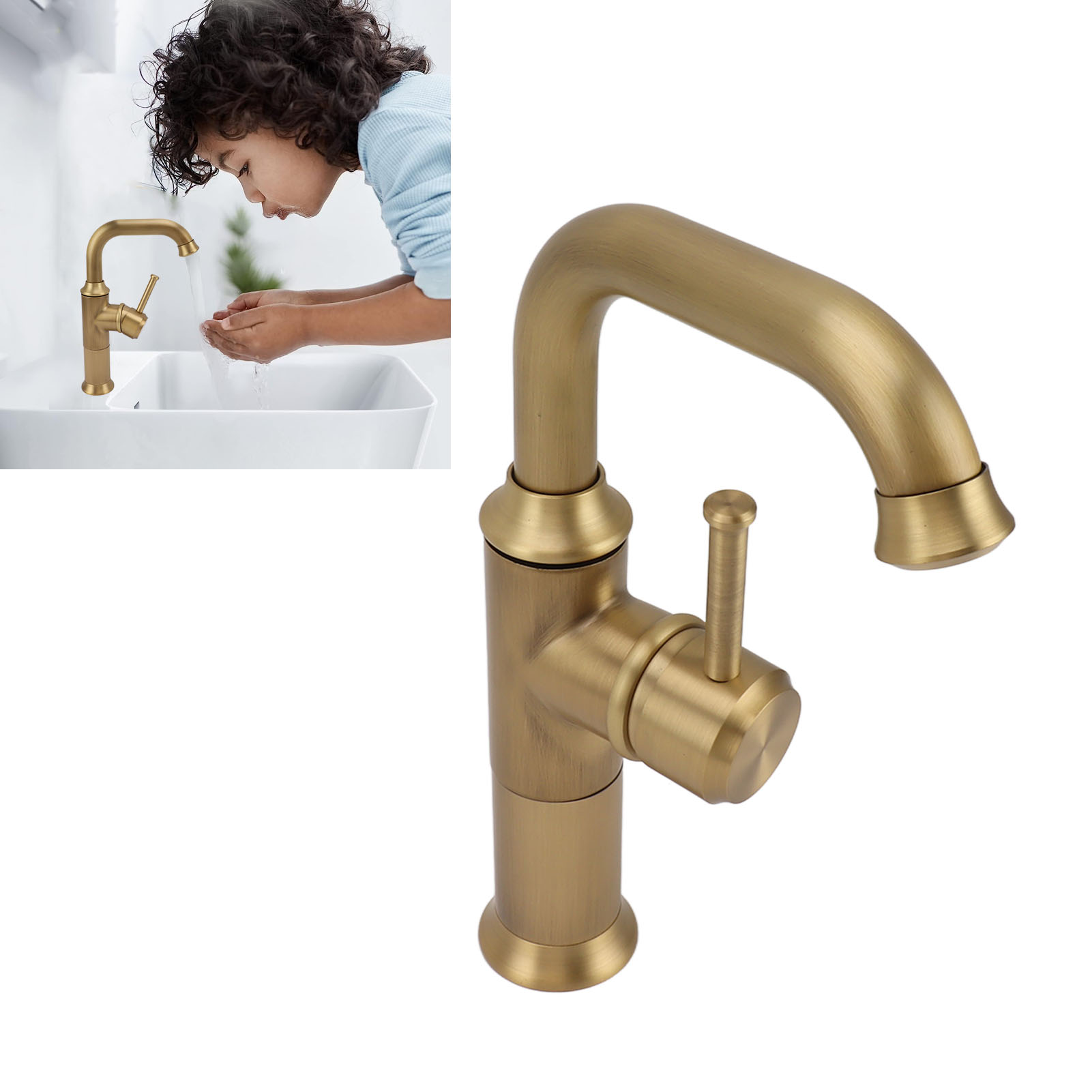 Europäische Bad- Und Küchenarmaturen Komplett Aus Kupfer Mit Separaten Warm- Und Kaltwasserleitungen Armaturen Und Waschtischarmaturen Im Retro-stil Bleifreie Goldoberfläche.