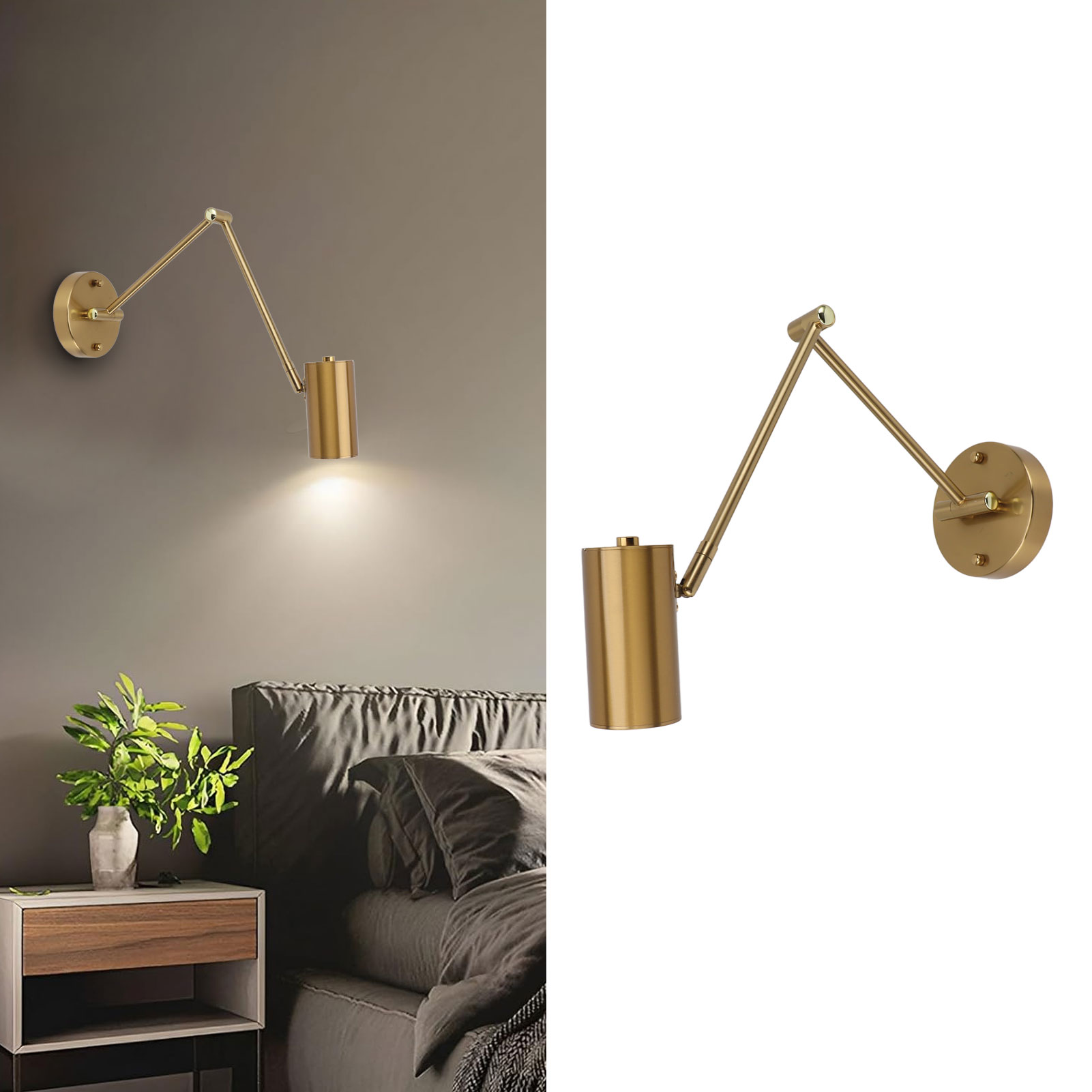 Wandleuchte Mit Verstellbarem Winkel, Wandleuchte Mit Gelenkarm, Klappbare Wandleuchte Mit Gelenkarm Zum Lesen, Wandleuchte Mit Kabel, Wandleuchte Ohne Stecker, Moderne Wandleuchte Für Wohnzimmer Und