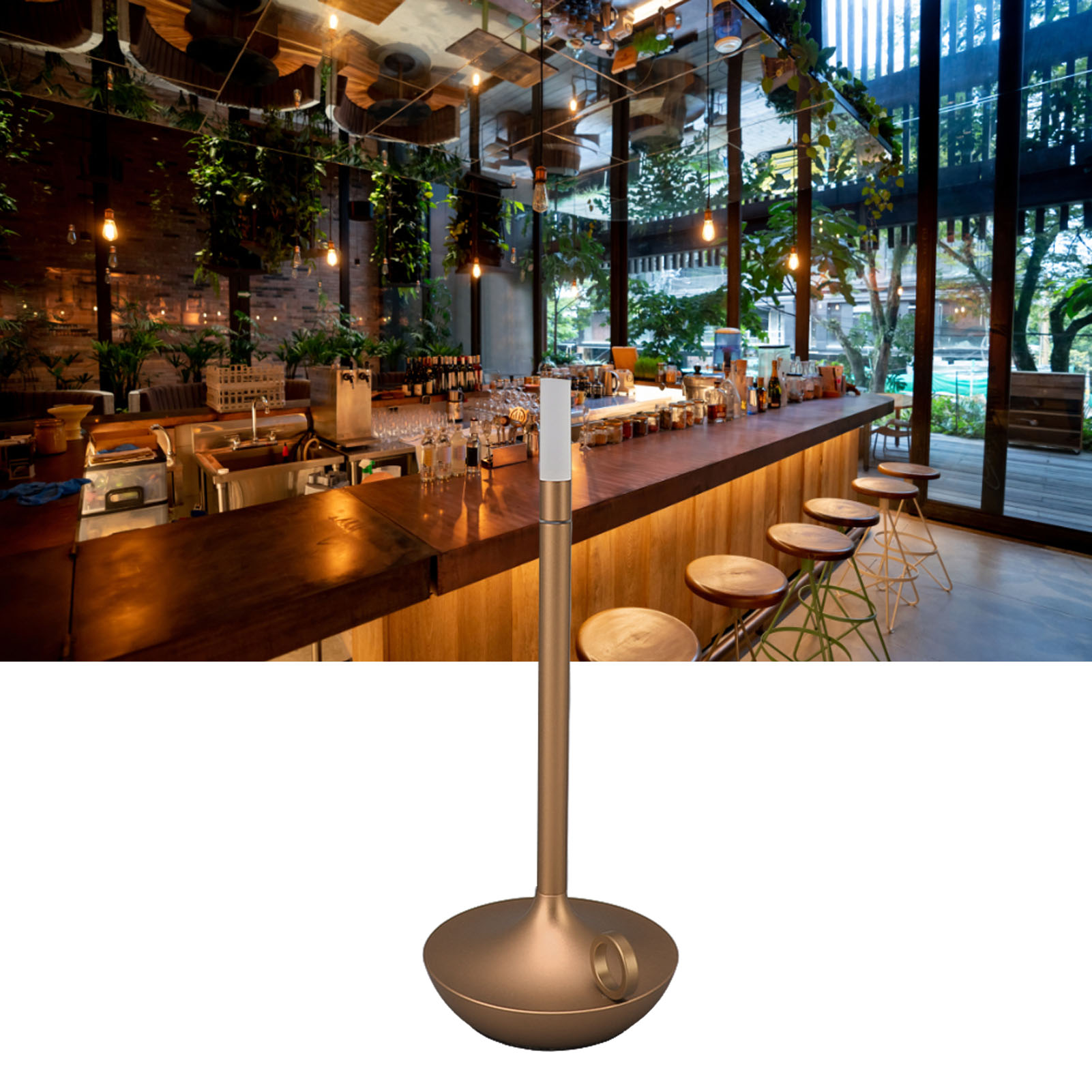 Kabellose, Wiederaufladbare Led-schreibtischlampe, 3 Einstellbare Helligkeitsstufen, Kerzenförmige Schreibtischlampe, Stimmungsvolle Esszimmerlampe, Usb-c Led-nachttischlampe, Goldfarben.