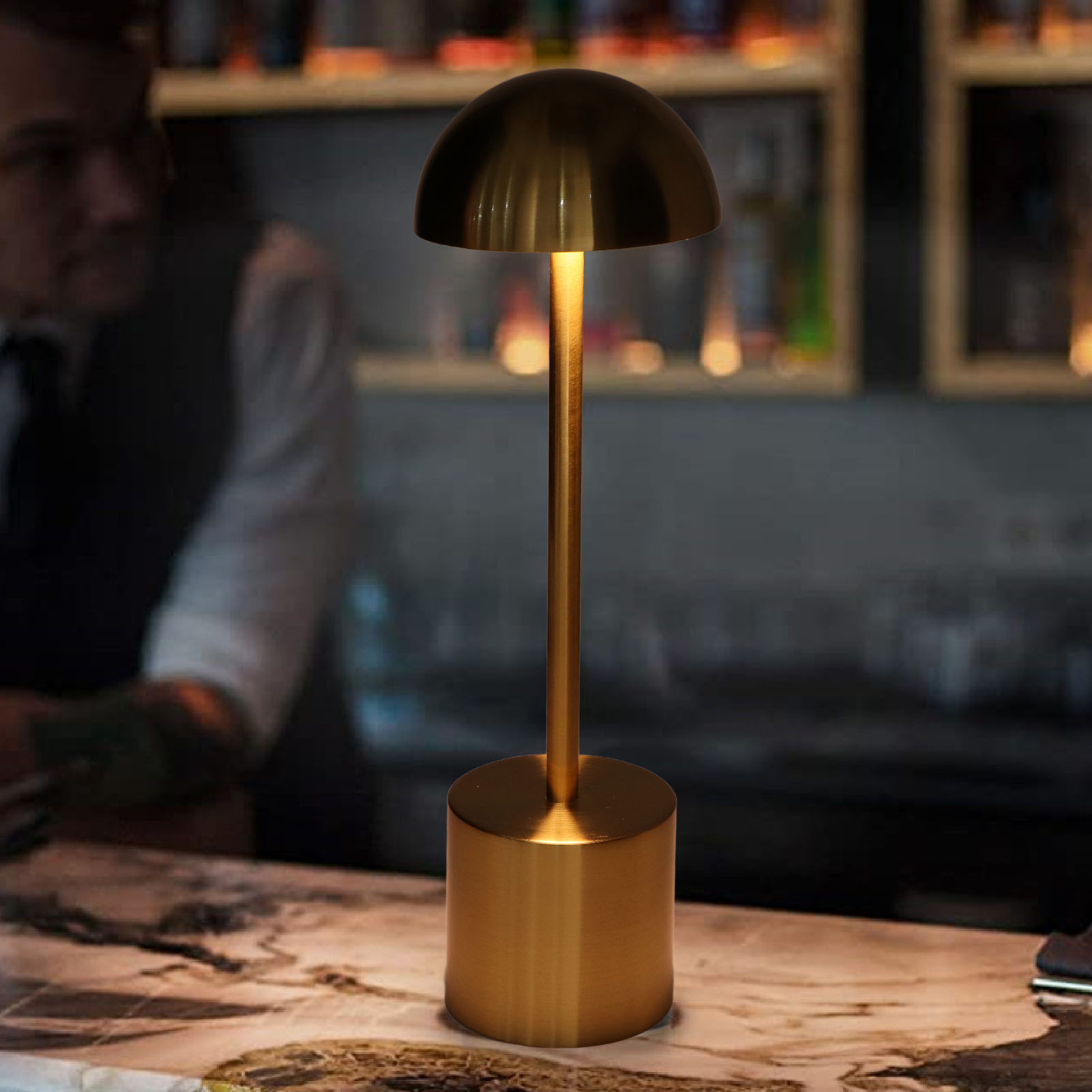 Tragbare Kabellose Tischlampe, Wiederaufladbare Led-metall-nachttischlampe Mit 2000 Mah Akku, 3-farbig Dimmbare Helligkeit, Geeignet Für Zuhause, Esszimmer, Nachttisch, Außenbereich, Wohnzimmer, Goldf