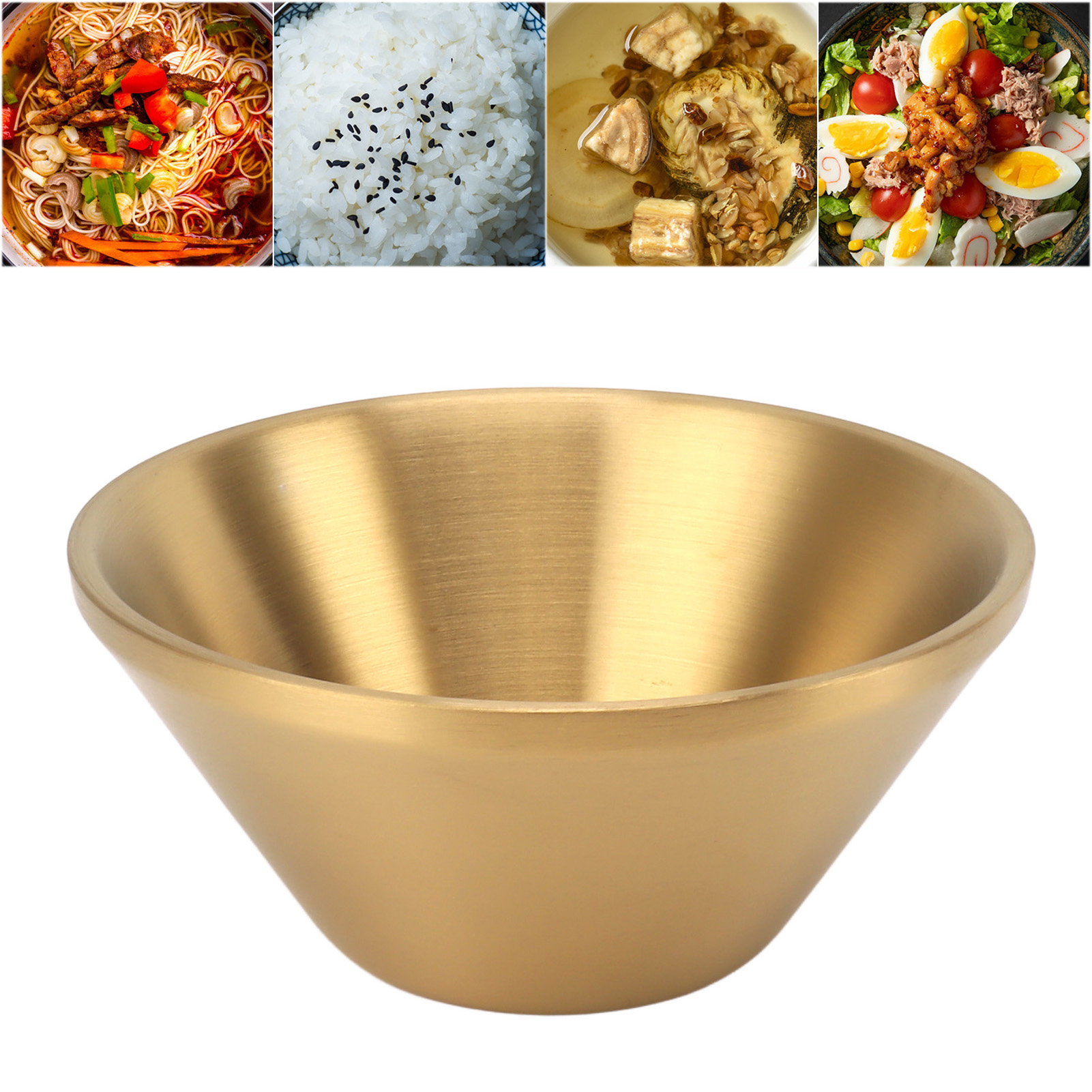 Doppelwandige, Konische Schüssel Aus Edelstahl 304, Ideal Für Reis, Salat, Nudeln Oder Crushed Ice, 13 Cm, Goldfarben.