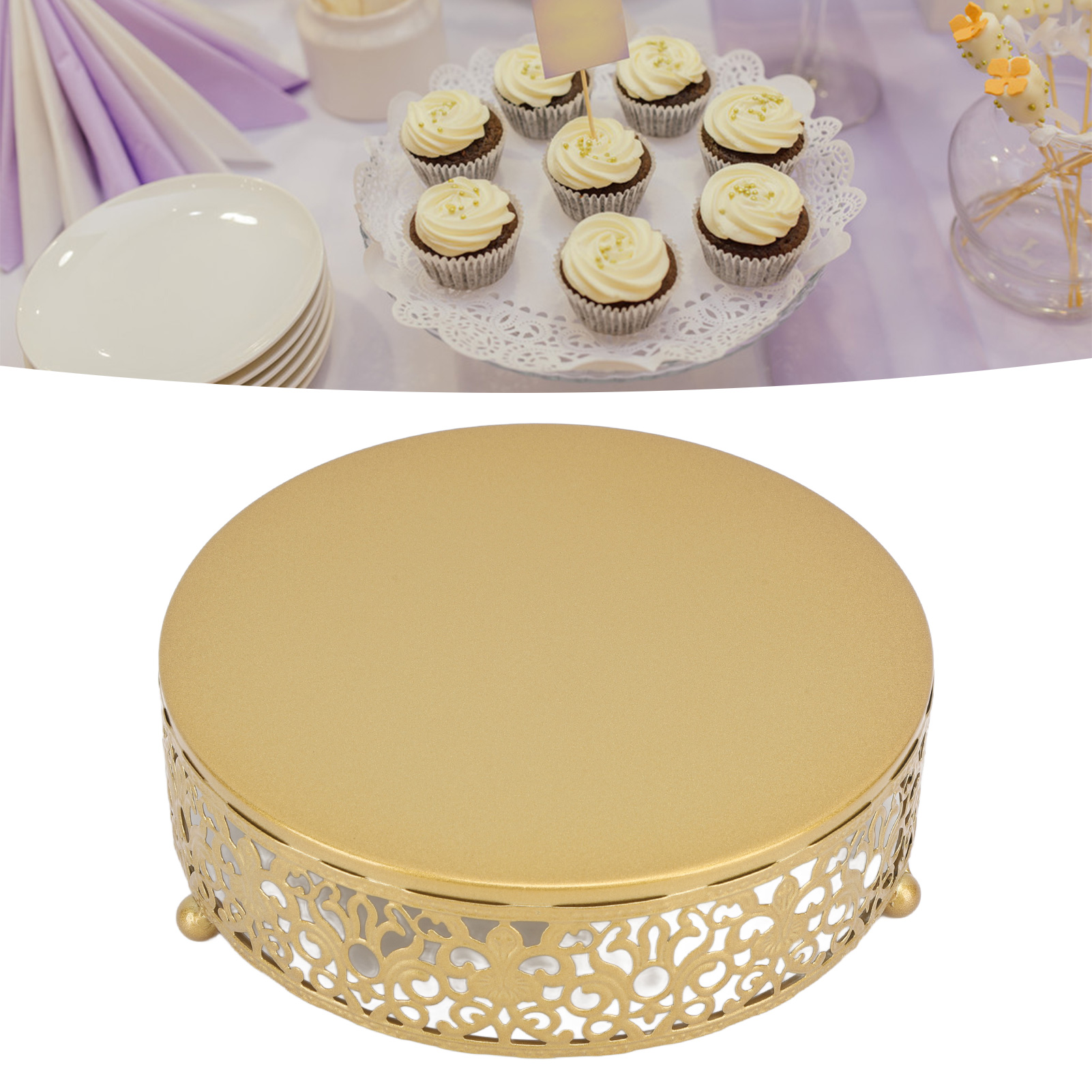 Tischaccessoires Im Europäischen Stil Für Hochzeiten: Runde Kuchenplatte, Hoher Schmiedeeiserner Tortenständer, Obstplatte, Desserttablett (kleine Größe).