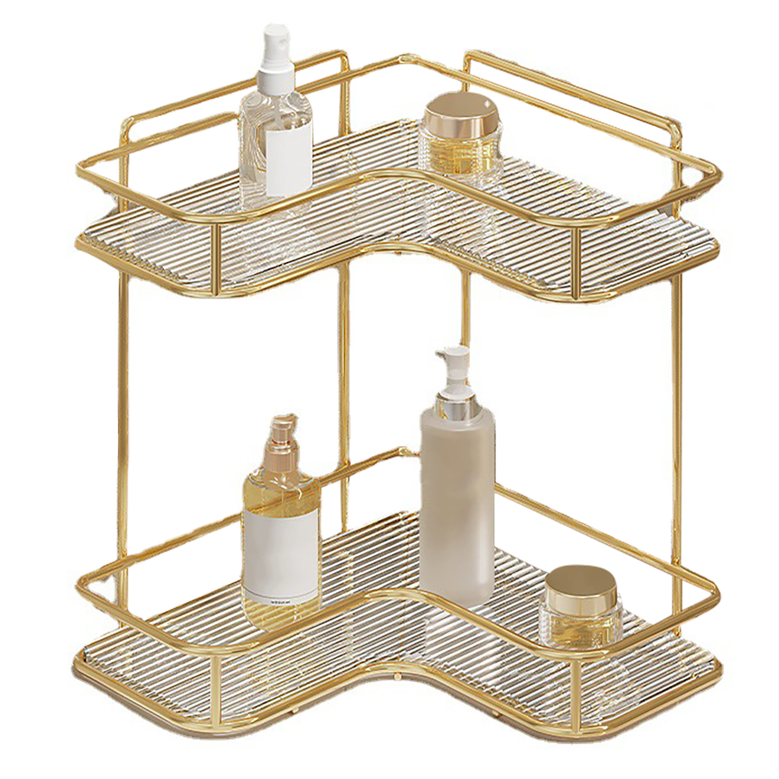 Luxuriöses Badezimmer-regal Mit Dreieckiger Arbeitsplatte, Acrylwaschbecken Und Eck-wc-ablage.