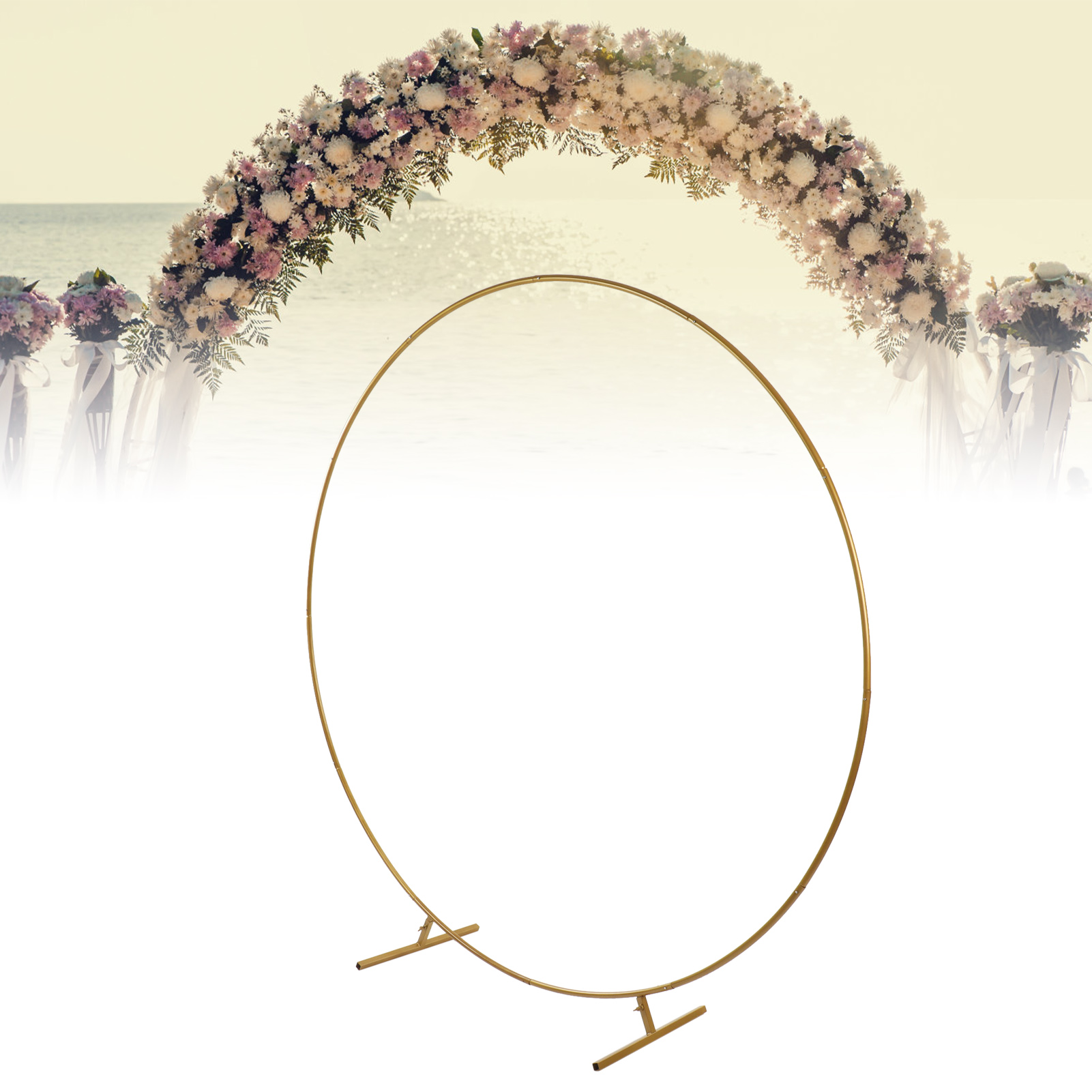 Runder Hochzeitsbogen, Stützbogen Für Die Hochzeit, Runder Schmiedeeiserner Bogen Mit Ballon- Und Blumenhalter, Bogendekoration Für Hochzeiten Oder Jubiläen.
