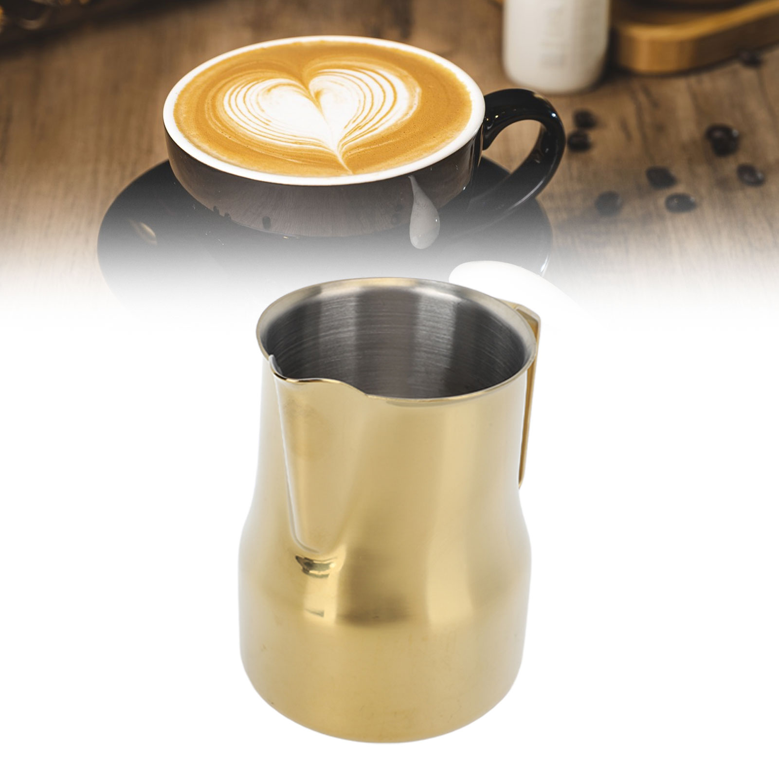 450-ml-milchaufschäumbecher Aus Edelstahl, Italienischer Becher Zum Aufschäumen Von Milch, Goldfarben