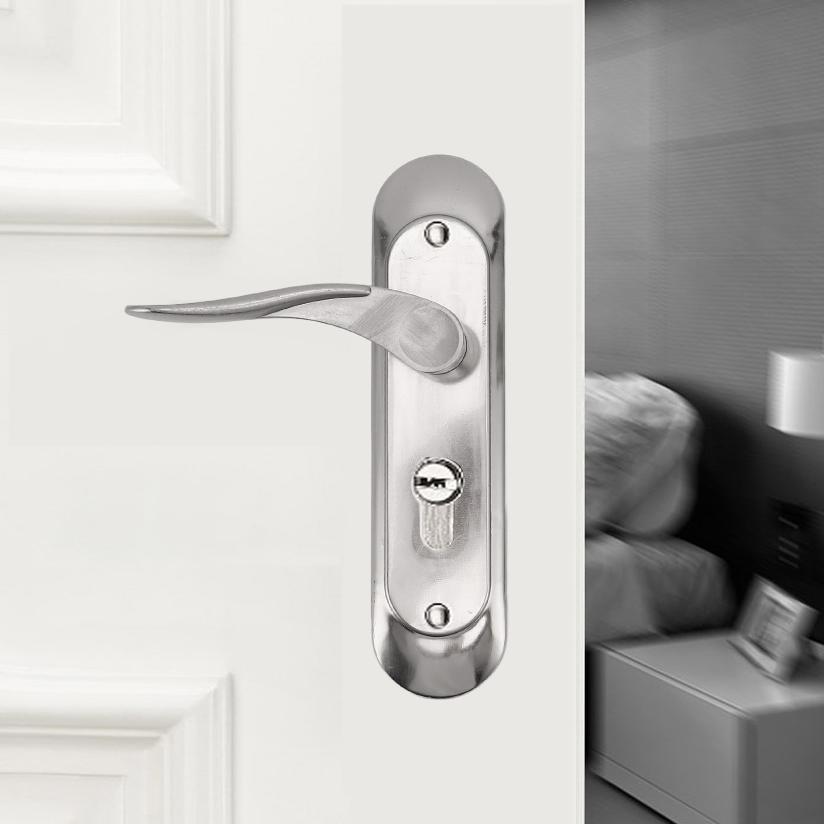 Türschloss Aus Edelstahl Für Schlafzimmer, Universalschloss Für Innen- Und Wohntüren, Türgriff, Set Für Holztüren.