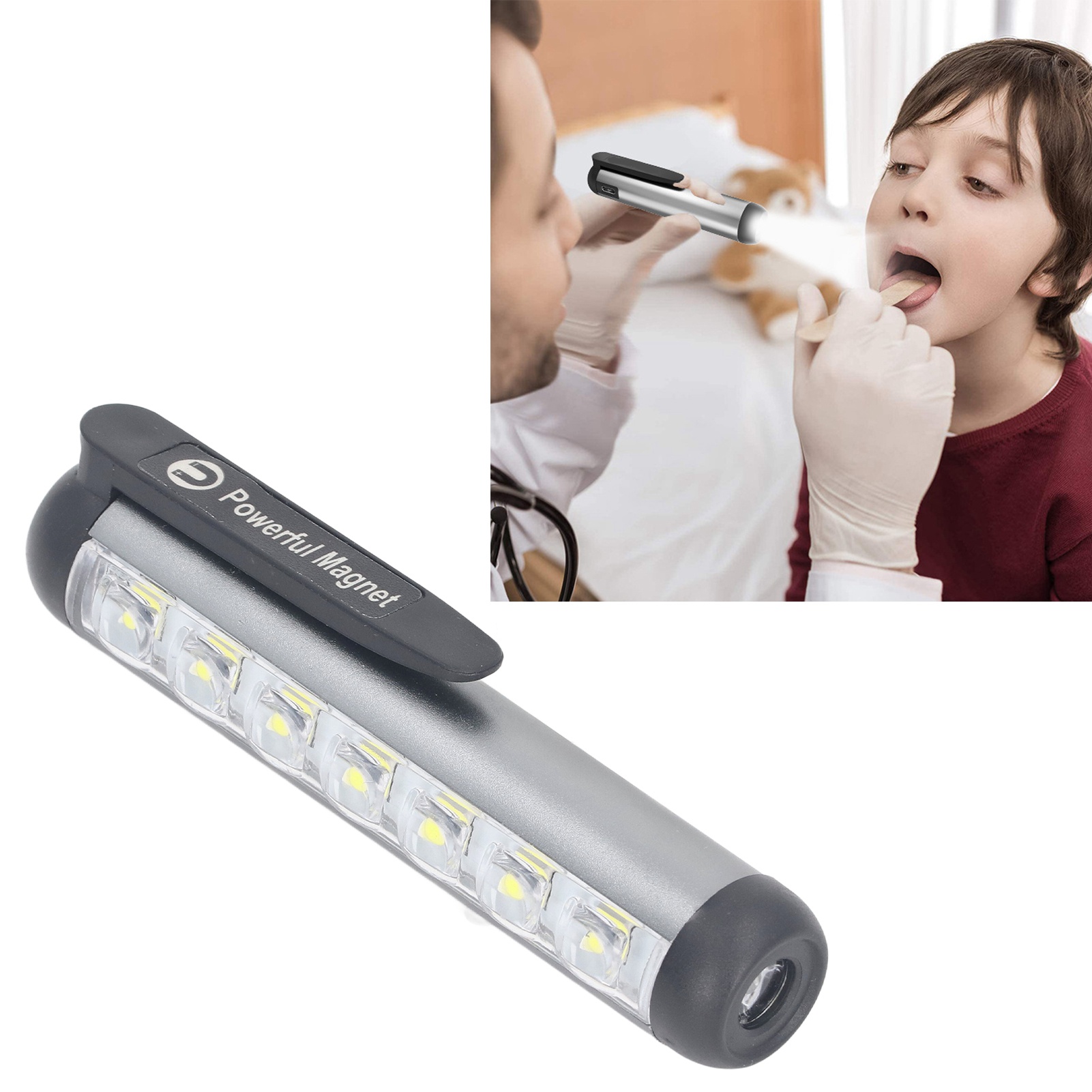 Tragbare Led-clip-on-stiftlampe, Stiftlampe Mit Zwei Lichtstrahlen Für Krankenschwestern, Studenten Und Ärzte, Wiederaufladbare Mini-taschenlampe