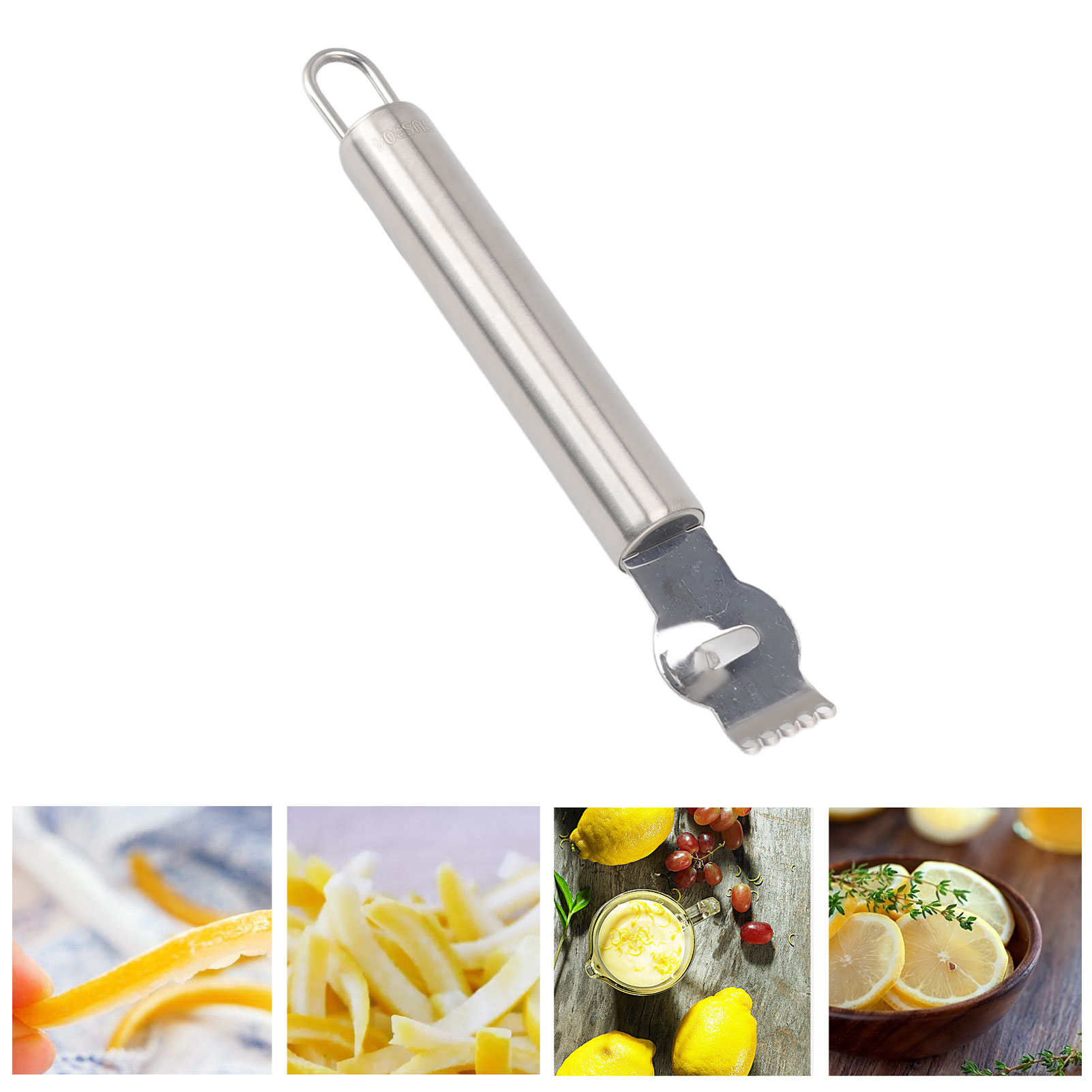 Zitronenschäler Aus Edelstahl 430 Mit Klemmschlaufe, Fruchtschäler, Silber