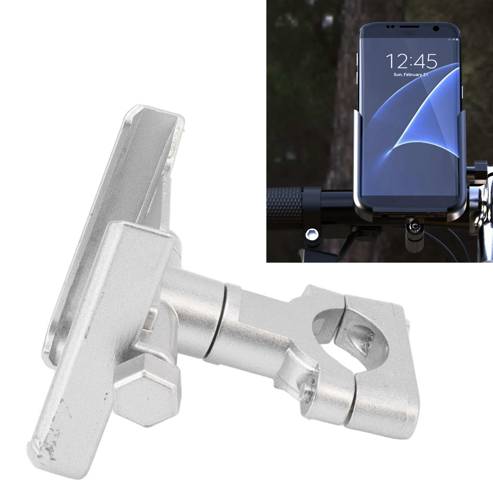 Handyhalterung Für E-bikes, Kompatibel Mit Handys Von 4-7 Zoll, Stoßfeste Halterung Aus Aluminiumlegierung, Fahrradzubehörhalterung, Silber.