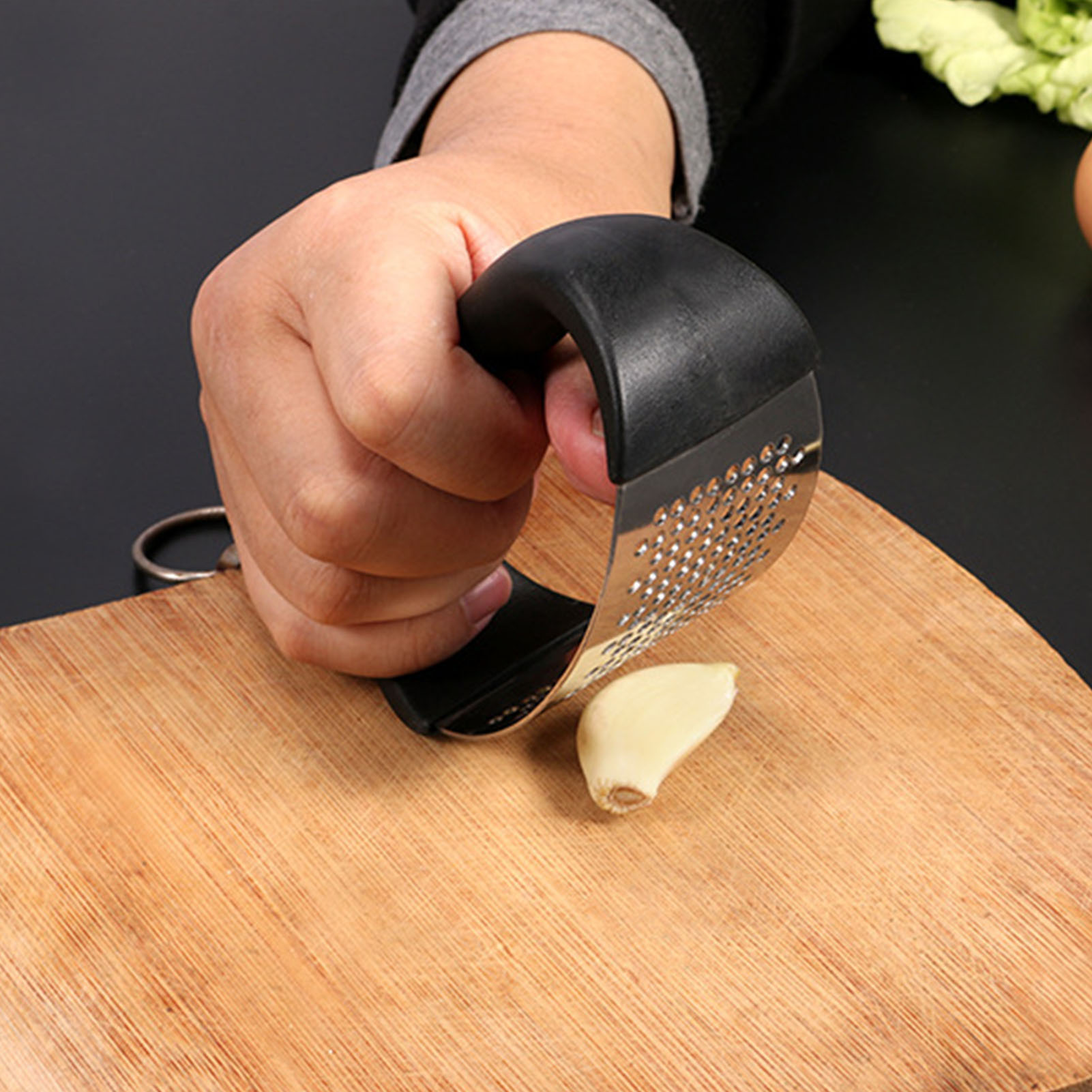 Knoblauchpresse Aus Edelstahl, Manuelle Knoblauchmühle, Multifunktionales Werkzeug Für Küche Und Haushalt Zum Zerkleinern, Hacken Und Mahlen Von Knoblauch.