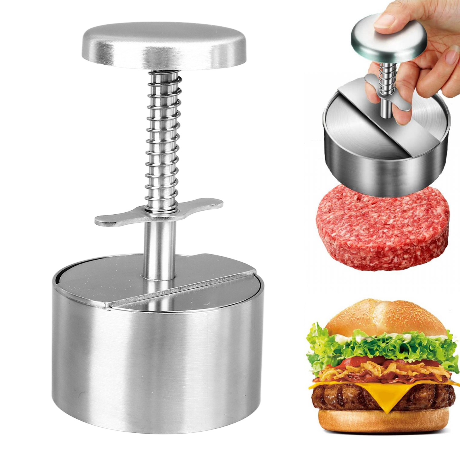 Fleischpresse Aus Edelstahl 304, Hamburgerpresse, Frikadellenform, Küchenutensil, 8 Cm