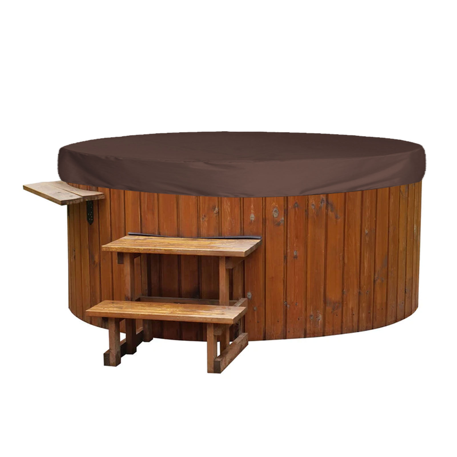 Runde, Wasserdichte Outdoor-badewannenabdeckung Aus Silberfarbenem Polyestertaft (190 Mm), Staubschutzhülle Für Markisen, Wasserdicht Und Beständig Gegen Handelsübliche Chemikalien, 190 X 90 Cm, Kaffe