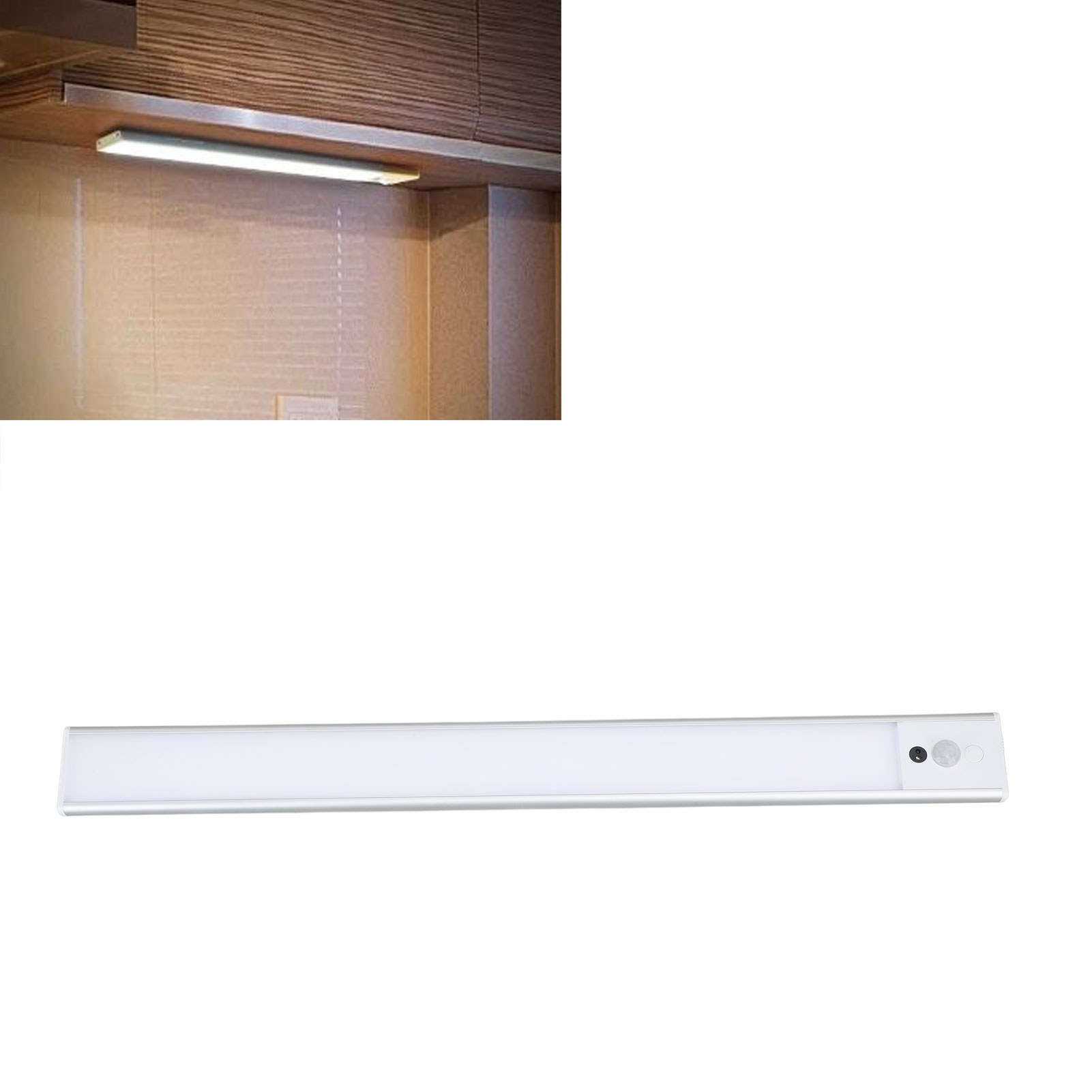 Wiederaufladbarer Led-möbellichtstreifen Mit Intelligenter Personenerkennung, Lichtleiste Für Küche, Kleiderschrank Oder Weinkeller, Einzigartiger Kabelloser Magnetischer Lichtstreifen, Silber.