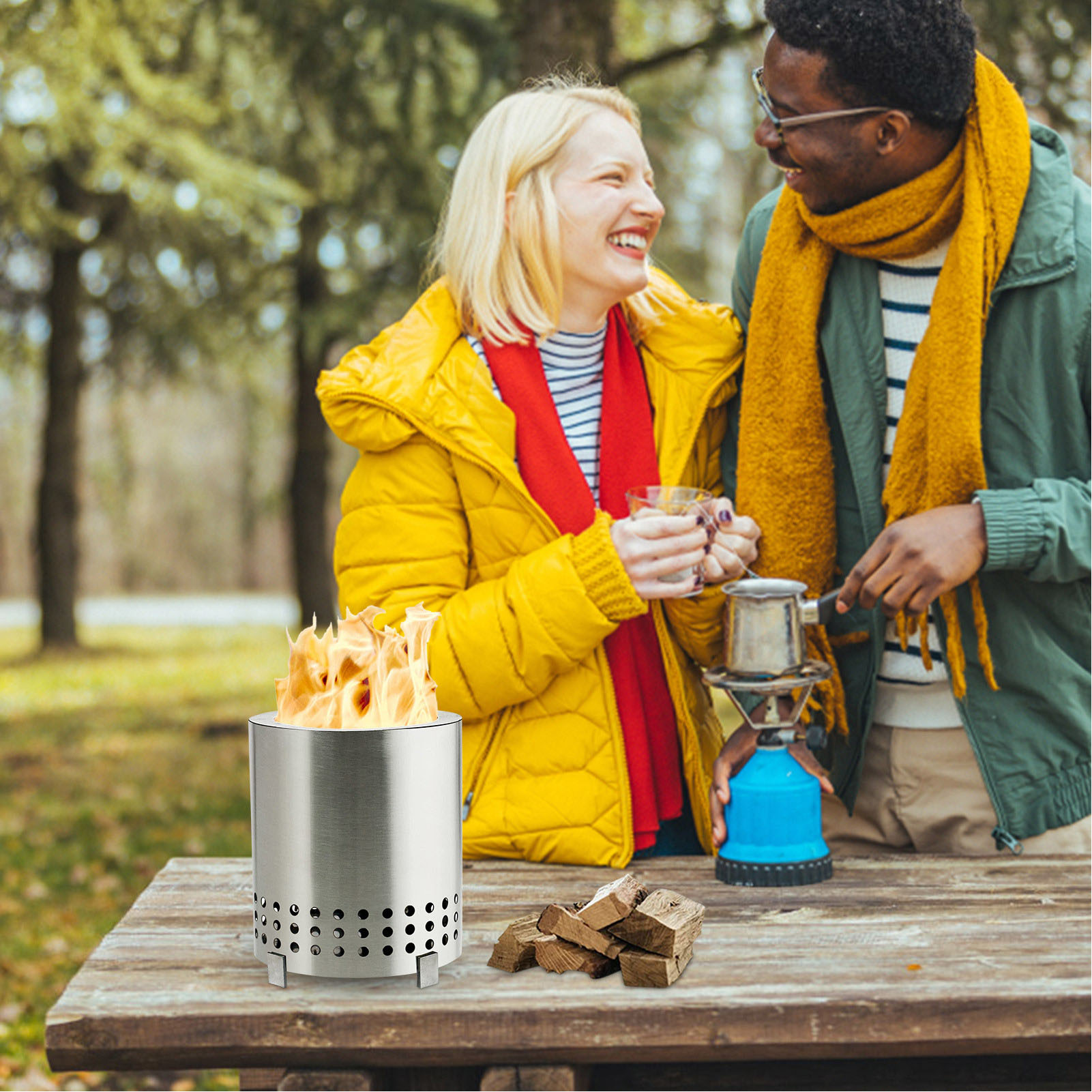 Handwärmer Aus Eisen, Tragbarer Metallkamin Für Zuhause Und Camping, Silber