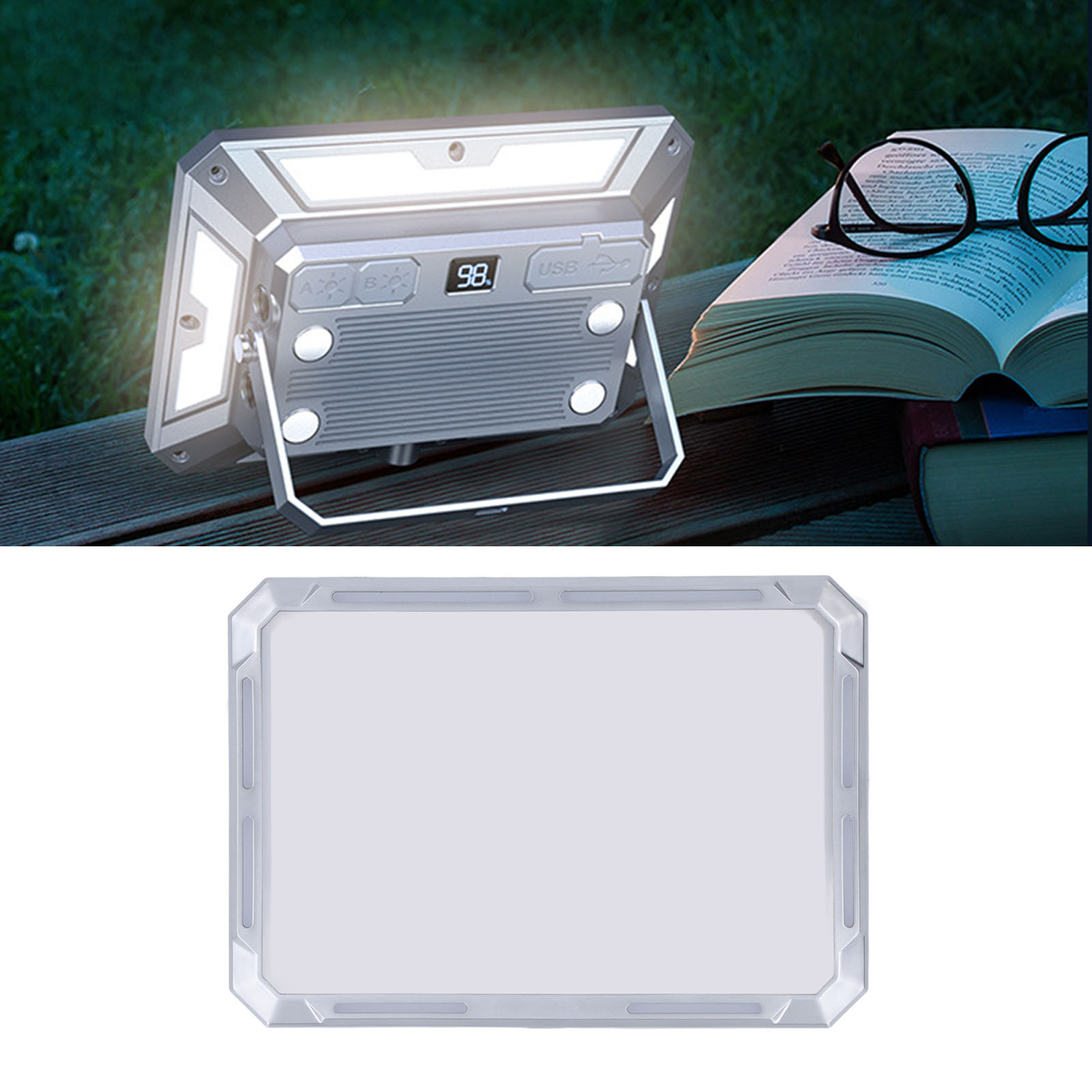 Tragbare Led-arbeitsleuchte, Wiederaufladbarer Außenstrahler, Stufenlose Dimmfunktion, Geeignet Für Wandern, Arbeit, Autoreparaturen, Werkstätten Usw.