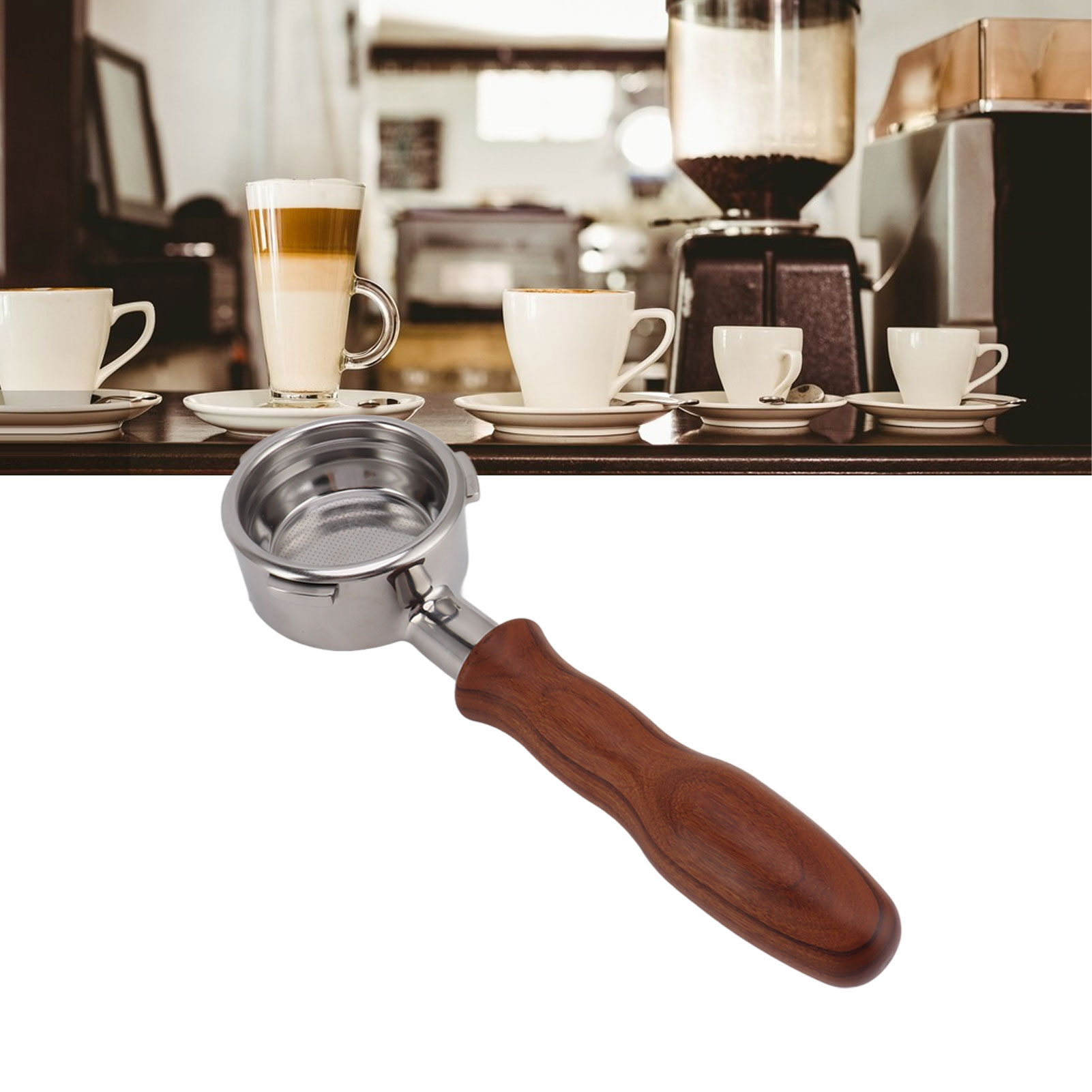 Barsetto 58 Mm Kaffeebereitergriff Aus Edelstahl Ohne Sockel, Typ D, Rosenholz