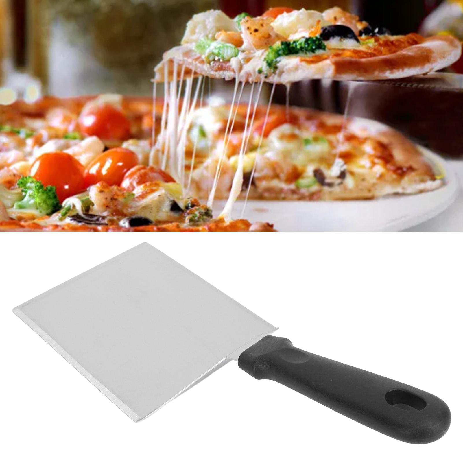 Pizzaspatel, Topfspatel, Kuchenspatel, Quadratischer Spatel Aus Edelstahl – Kunststoffgriff