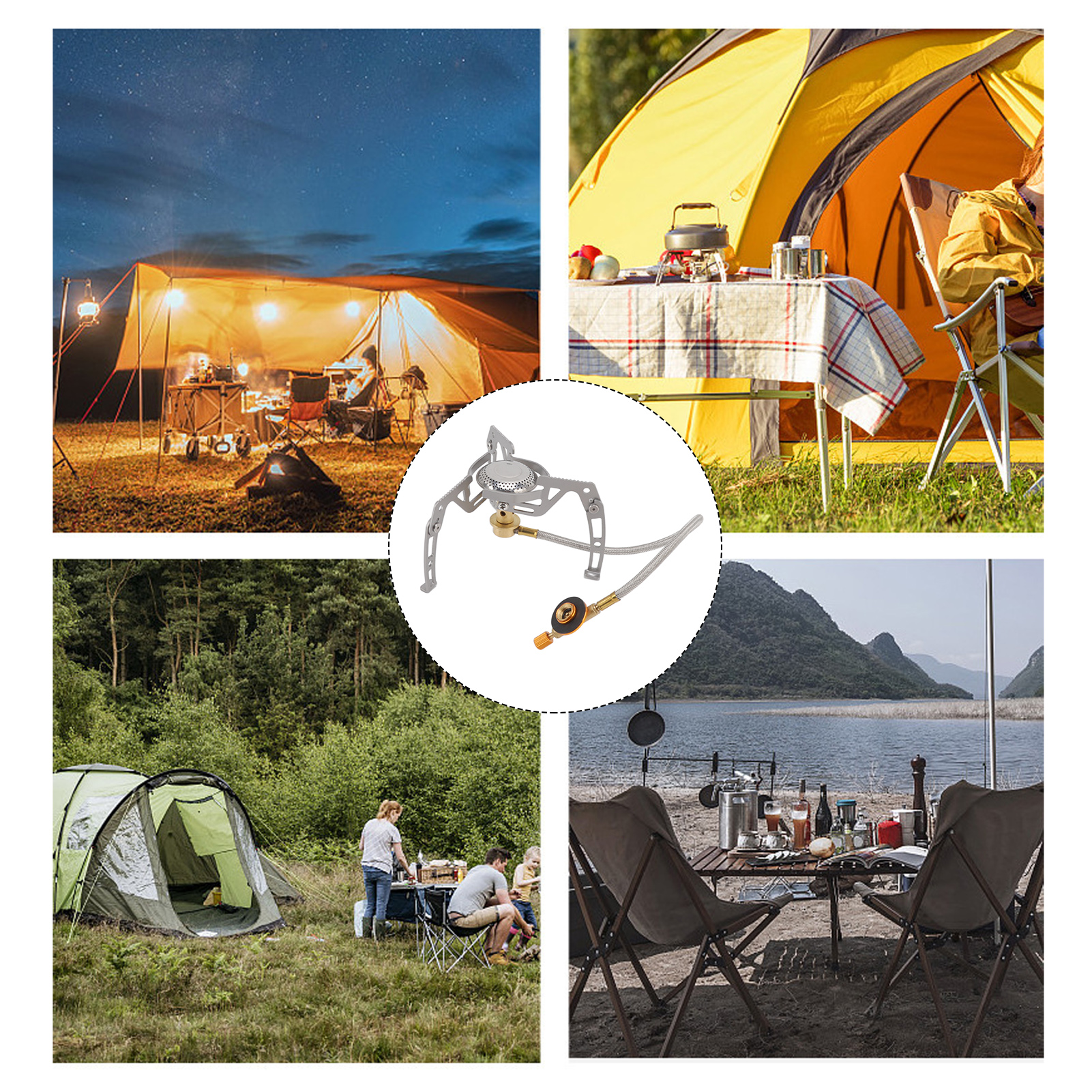 Bergkocher, Windfester Campingkocher, Gaskocher, Picknickkocher, Zweikammeriger Outdoor-kochkocher Mit Zündung.
