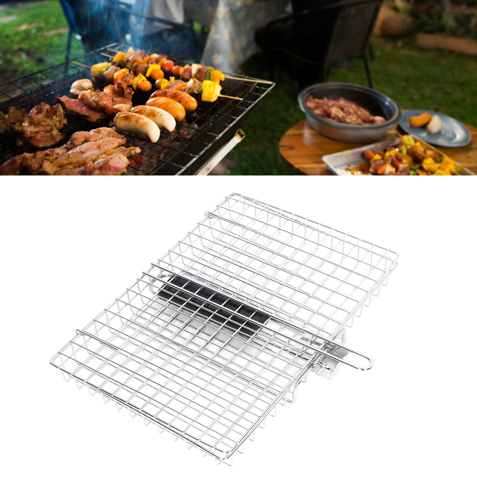 Klappbarer Grillklemmen Aus Edelstahl, Quadratischer Grill, Klappbarer Grill