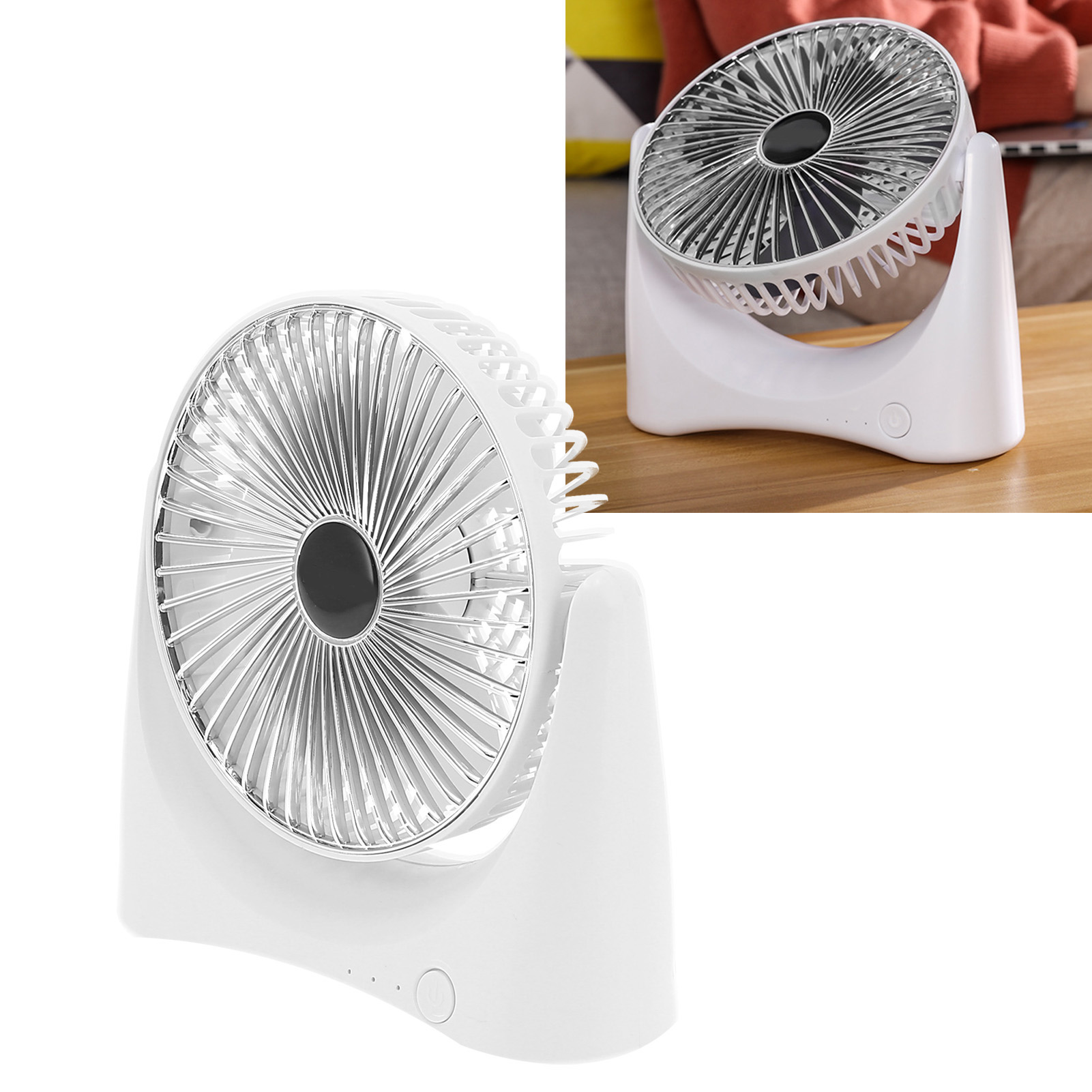 Mini-tischventilator, Usb, Leiser Ventilator Mit Drei Geschwindigkeitsstufen, Verstellbarer Standventilator, Silber, Usb-wiederaufladbar.
