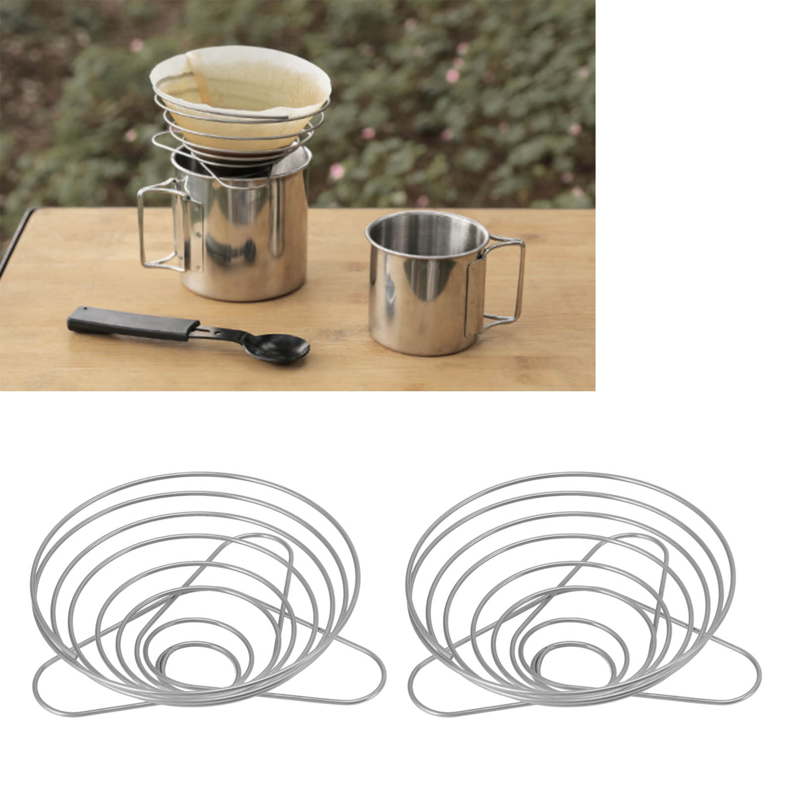 Kaffeefilterbecher Für Camping, Kaffeefilterhalter, Trichterförmiger, Zusammenklappbarer Filterbecher, Edelstahl-kaffeefilter Für Schonende Brühmethoden, Große Größe.