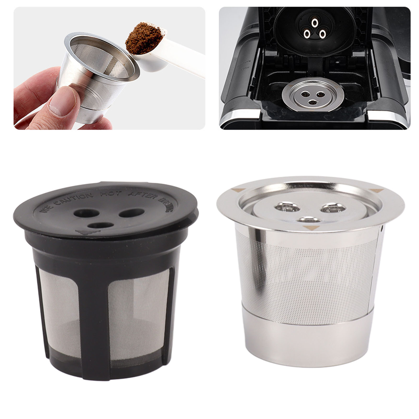 Icafilas Ninja Kaffeemaschine: Dreiloch-k-cup-kaffeekapselgehäuse Aus Edelstahl Und Dreiloch-k-cup-kaffeekapsel-rezirkulationsfilter.