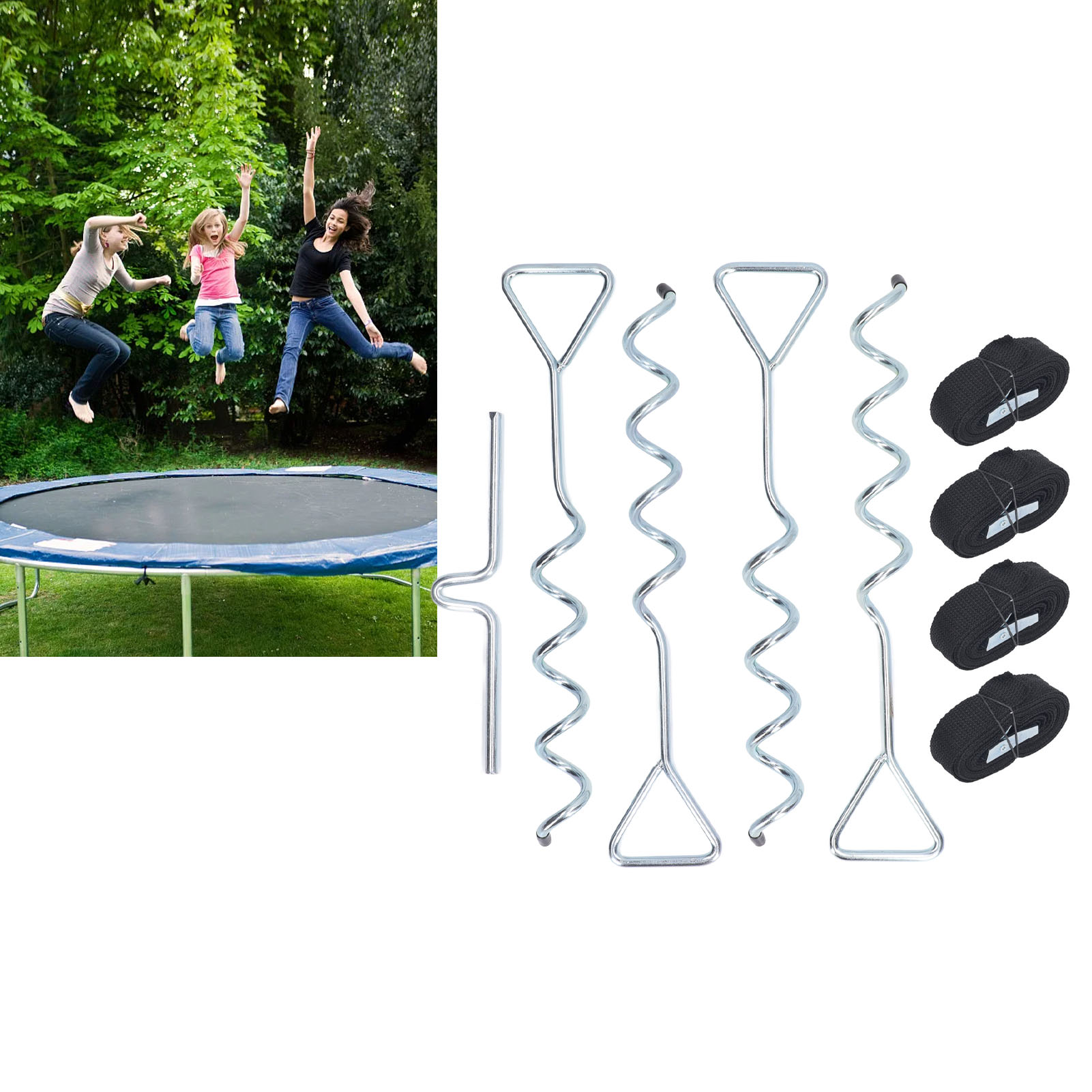 Bodenanker Für Outdoor-trampolin, Kippsicherung, Hundeleine Für Camping, Spiralanker, Federbelasteter Haustieranker, Silberner Zeltpflock Im Großhandel