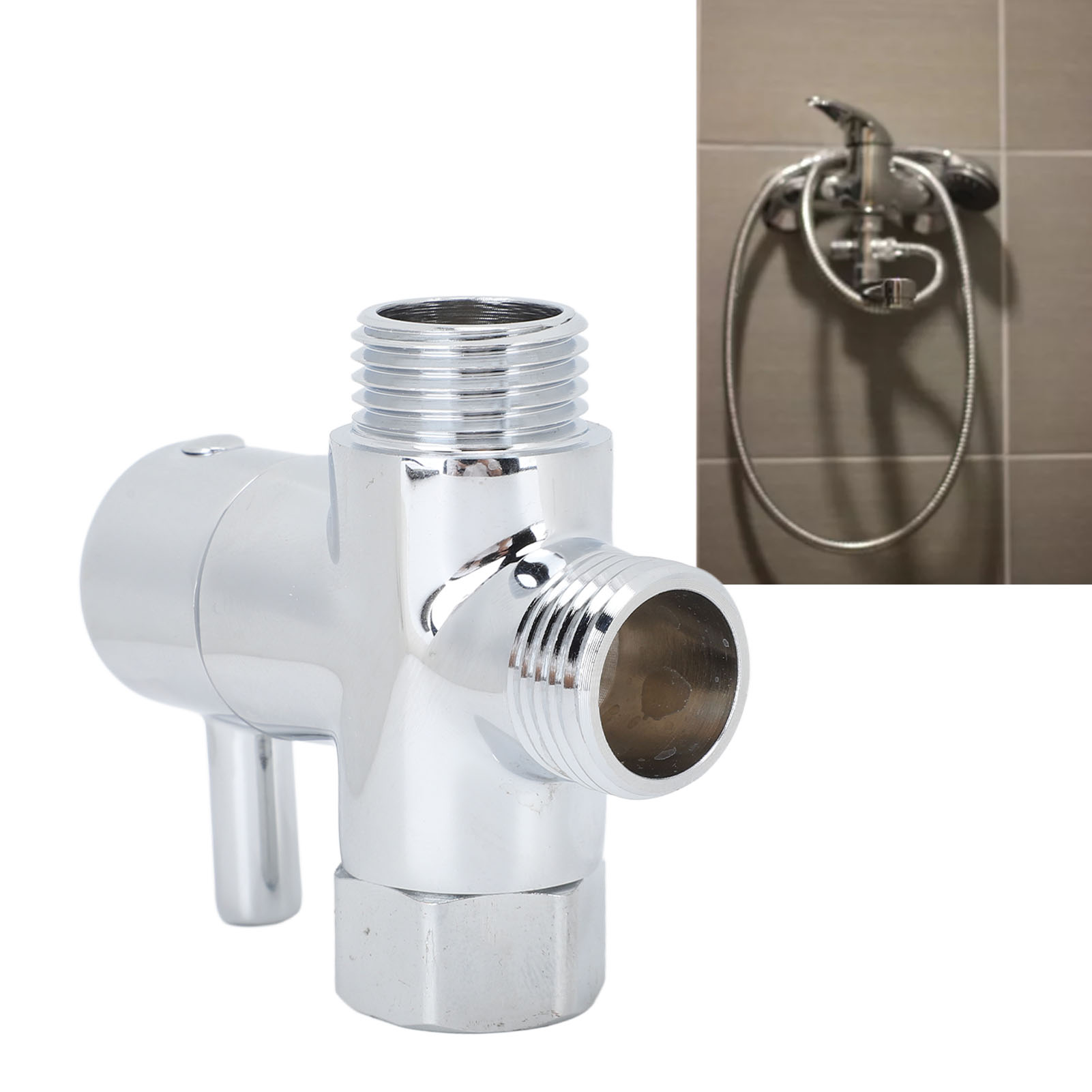 Duschumstellventil, Wasserverteilerventil Mit Einem Einlass Und Zwei Auslässen, Dreiwege-wasserverteiler, Wasserverteilerventil Für Duschkopf, Galvanisierung.