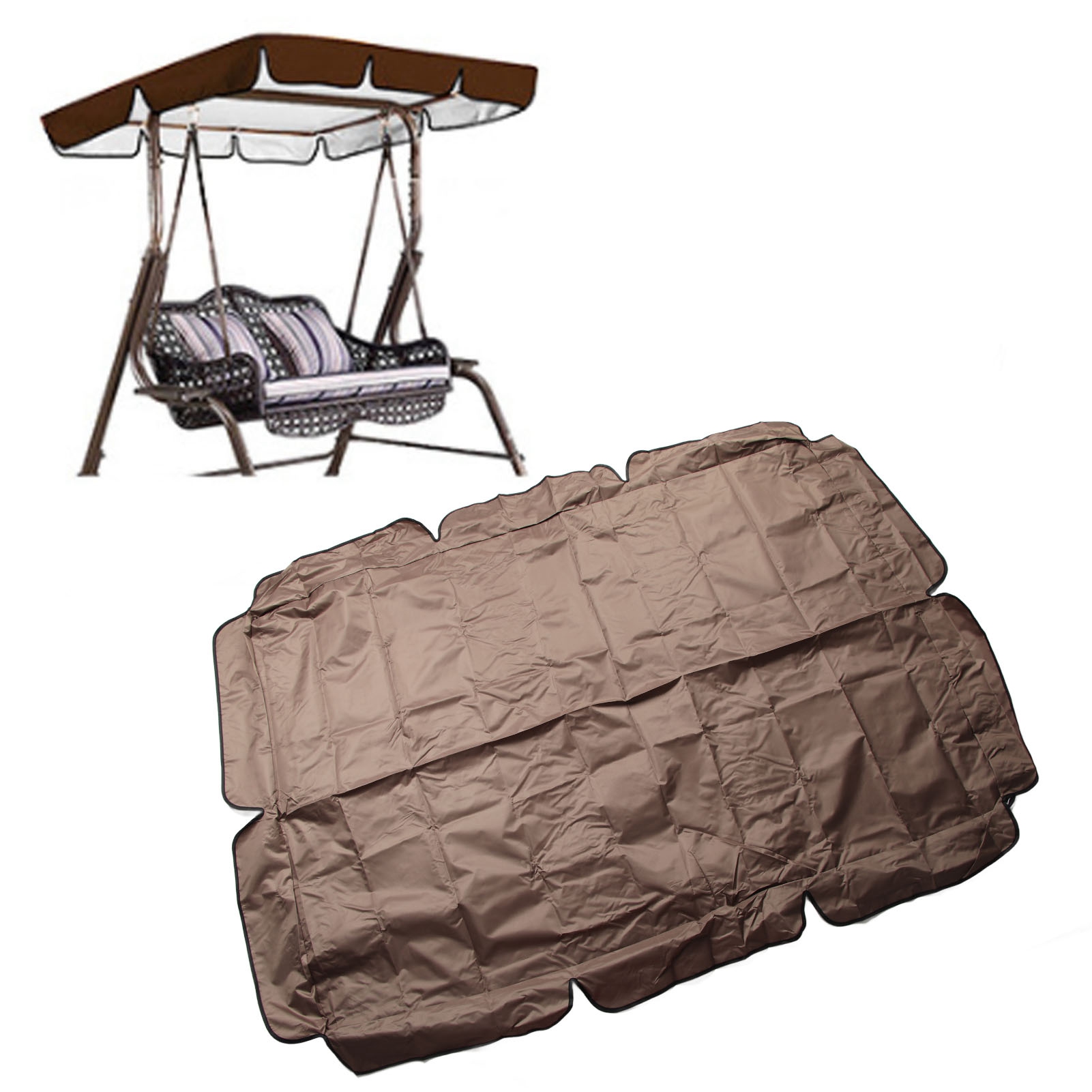 Dreisitzer-schaukel-/hängematten-sitz-/kissenbezug Aus Silberfarbenem, Wasserdichtem 420d Oxford-gewebe In Kaffeefarbe, Für Garten, Terrasse Oder Außenbereich. Maße: 164 X 114 X 15 Cm.